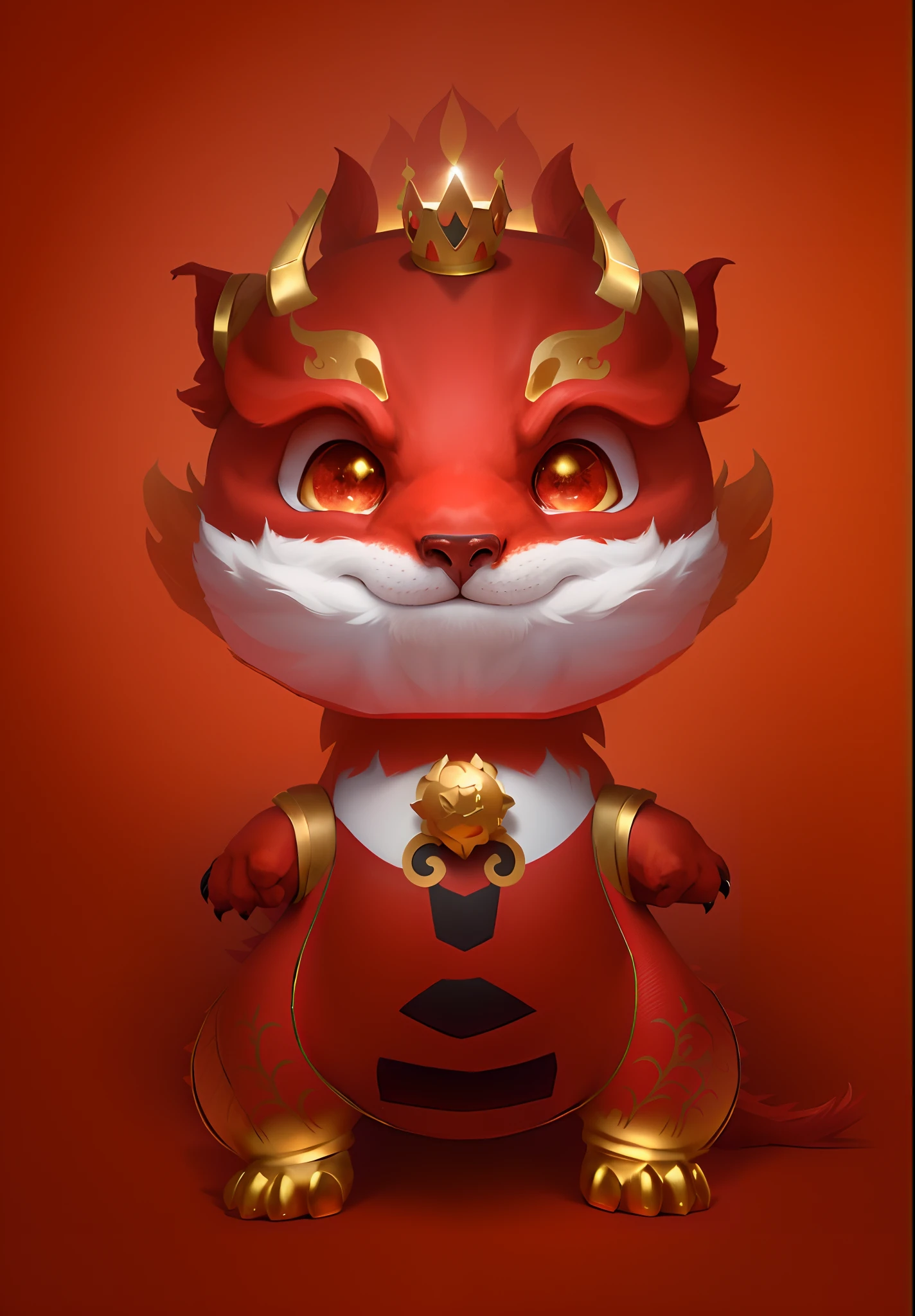 A caricature of a red dragon with a golden crown on his head, cute little dragon, as an anthropomorphic dragon, inspired by Park Hua, drak, Furry Chinese dragon, anthropomorphic dragon, dragon-shaped human, inspired by Gong Xian, inspired by Li Mei-shu, advanced digital chibi art, but as an anthropomorphic dragon,OC renderer,8K high-definition,high definition detail,