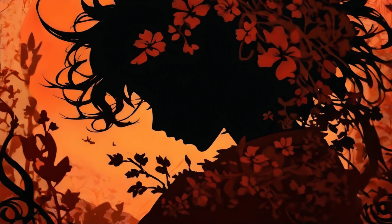 (Silhouette Art,cutouts:1.6)
(((Paper cutting art,A world where only black exists:1.3)
(Cowboy Shot),1 girl,Solo,
(Kimono Girl,profile:1.2),white, Clear and beautiful face,Sunrise behind
break
(roses、Viola reddish:6.1)
Textured glass background,