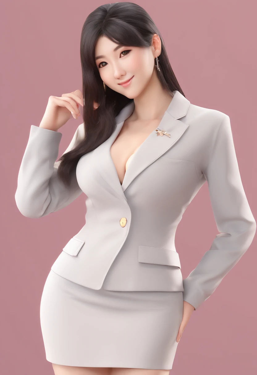 attractive Japanese woman、Big ass、Colossal tits、thick thight、Background Office、A dark-haired、Medium Hair、Office Lady Uniform、