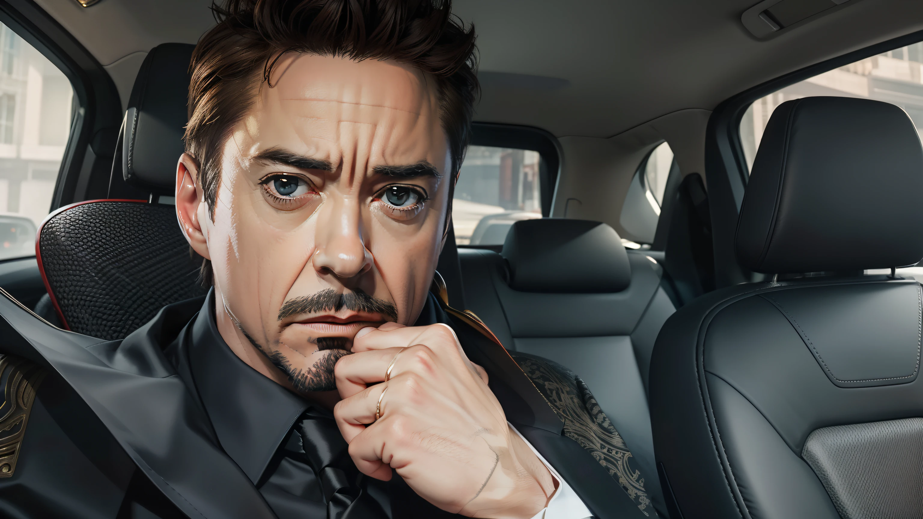 Robert Downey Jr. Angry face, in formal wear, portrait, half body