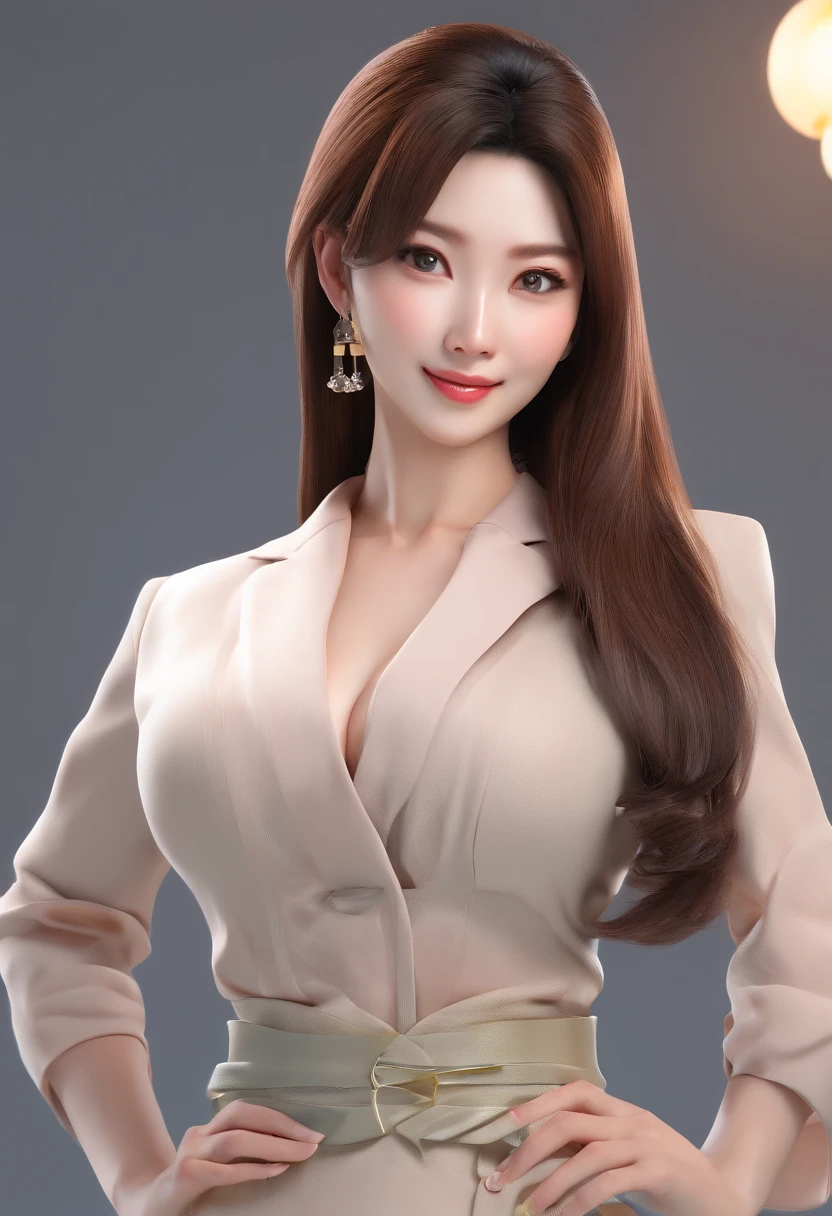 attractive Japanese woman、Big ass、Colossal tits、、Background Office、A dark-haired、Medium Hair、Office Lady Uniform、