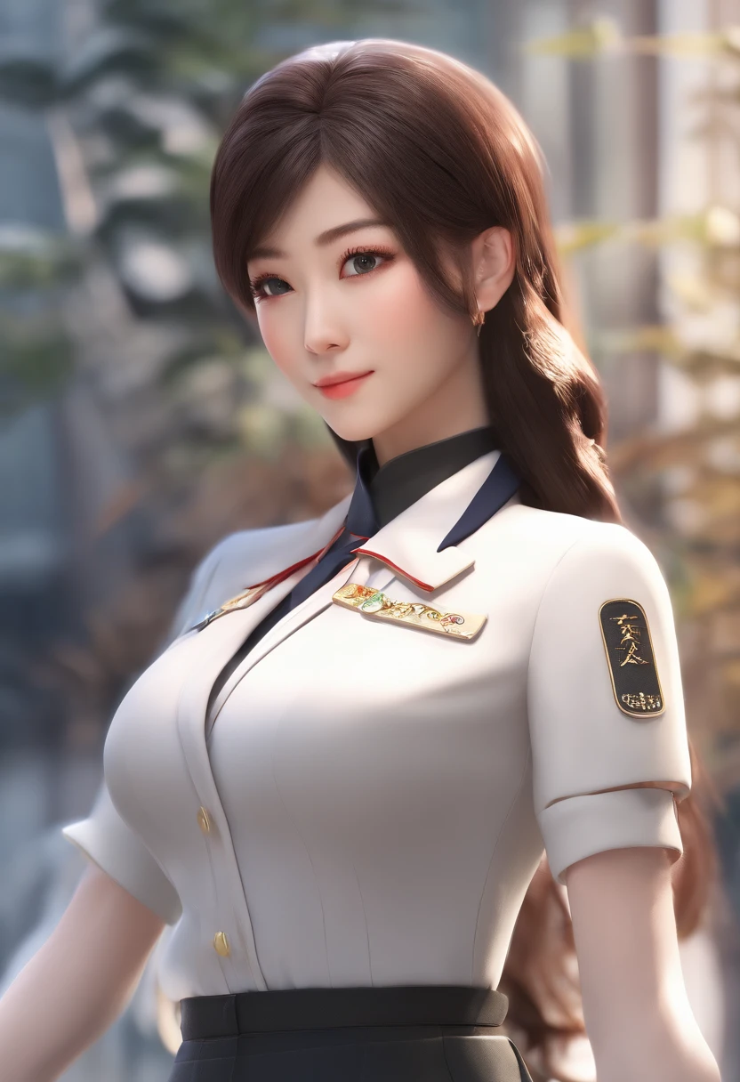 attractive Japanese woman、Big ass、Colossal tits、、Background Office、A dark-haired、Medium Hair、Office Lady Uniform、