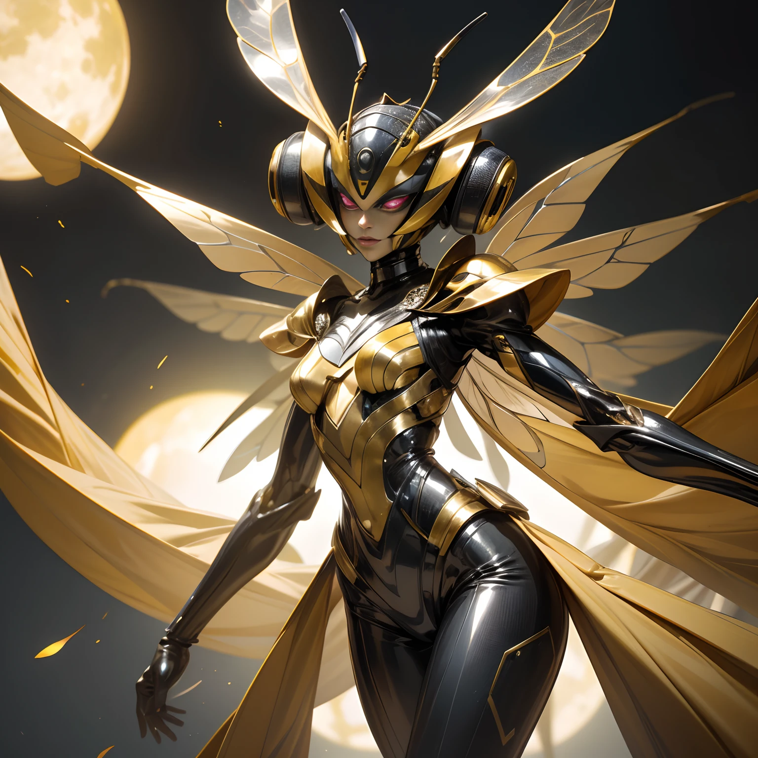 Insect humans、Queen Bee Woman、terrifying、slenderbody、large plumage、