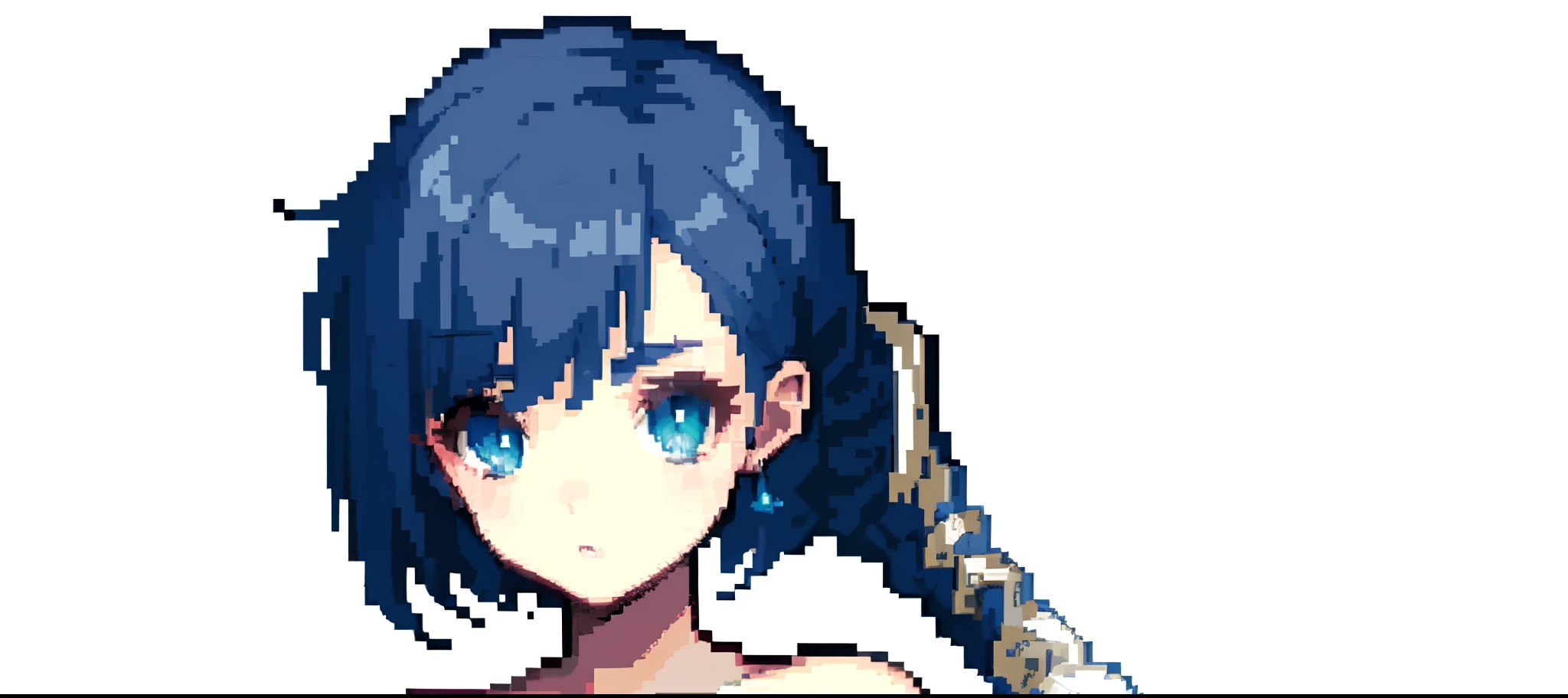 (tmasterpiece, hiquality, beste-Qualit),( (pixel, Pixel Art) ) , a 1girl, body complet, (((completely white background))),  (close - up) ,  Random Pose, portraite of a, ((Beautiful girl's face)) , Official art of PixelArt