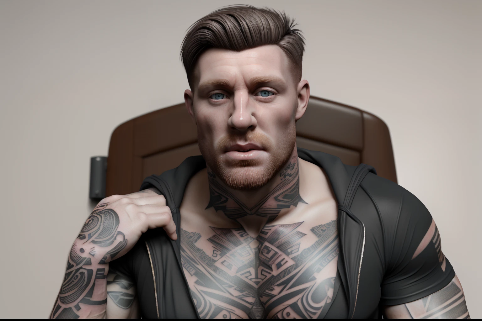 (muscular), irish man, , (35 years old) , (highres, realistic:1.2), detailed face, (detailed tatoos), expressive eyes,