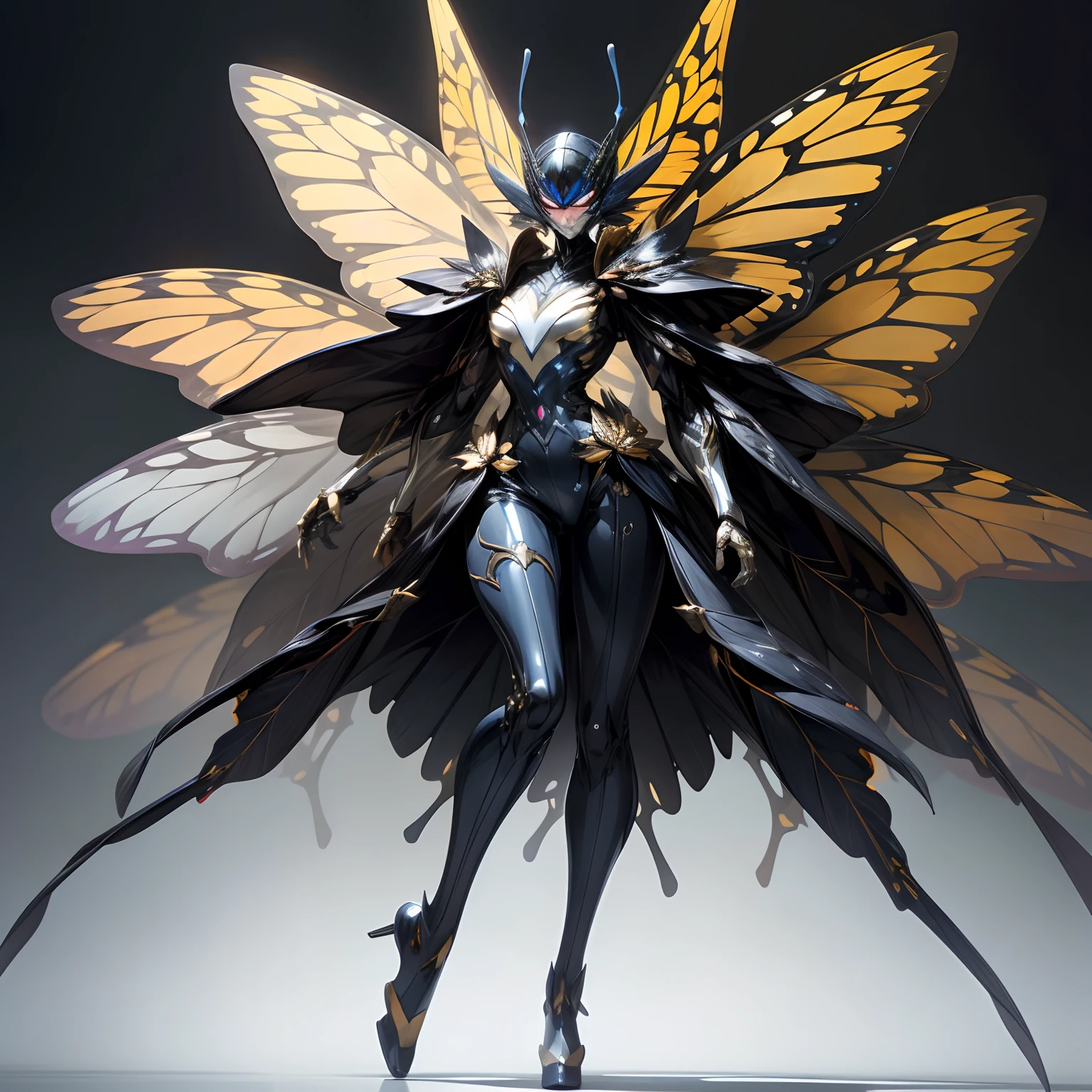 Insect humans、Butterfly Woman、terrifying、slenderbody、large plumage、