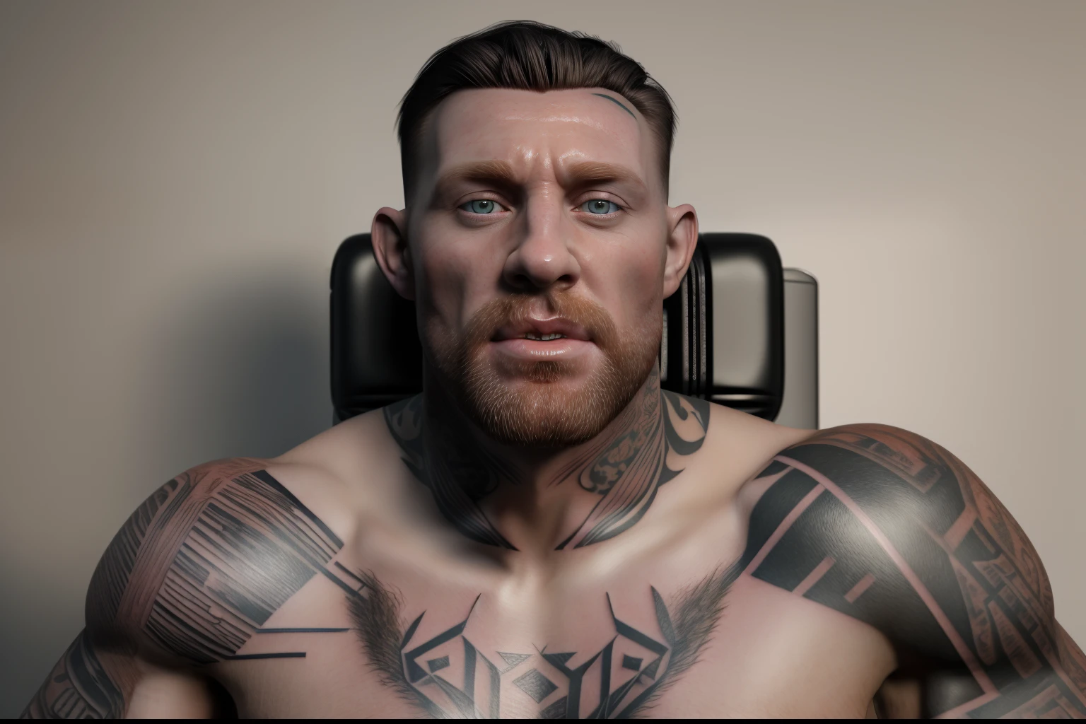 (muscular), irish man, , (35 years old) , (highres, realistic:1.2), detailed face, (detailed tatoos), expressive eyes,