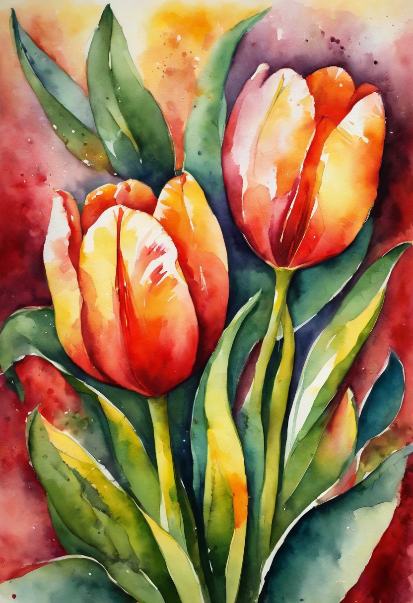 Arranjo de tulipas vermelhas com rosas amarelas e brancas