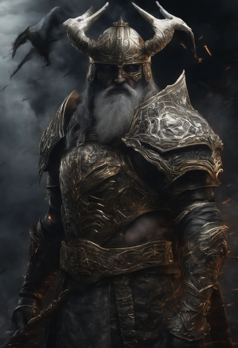 Un primer plano de un( hombre) (vikingo sosteniendo dos achas divinas) en la grieta del imvicador,( Arte de personajes de League of Legends),(Olaf),Full body of a Viking divine paladin warrior in ornate golden armor,barba densa y fondosa de color naranja y blanca, pauldrons, peto, halo brillante, peinado moikano, cabello naranja y blnaco, ojo amarillo brillante, parcheben( 1 ojo),pupila brillante, enfoque de ojo, capa de pelaje blanaca, grieta del imbocador,ruinas magicas, noche, luz de luna, particuls, haz de luz, chromatic abberation,barbaro,luchando,pelea,pose dinsmica,accion,alta calidad,muchos detalles,grito,exprecion fasial,(un acha en cada mano),(sin casco),(en combate)