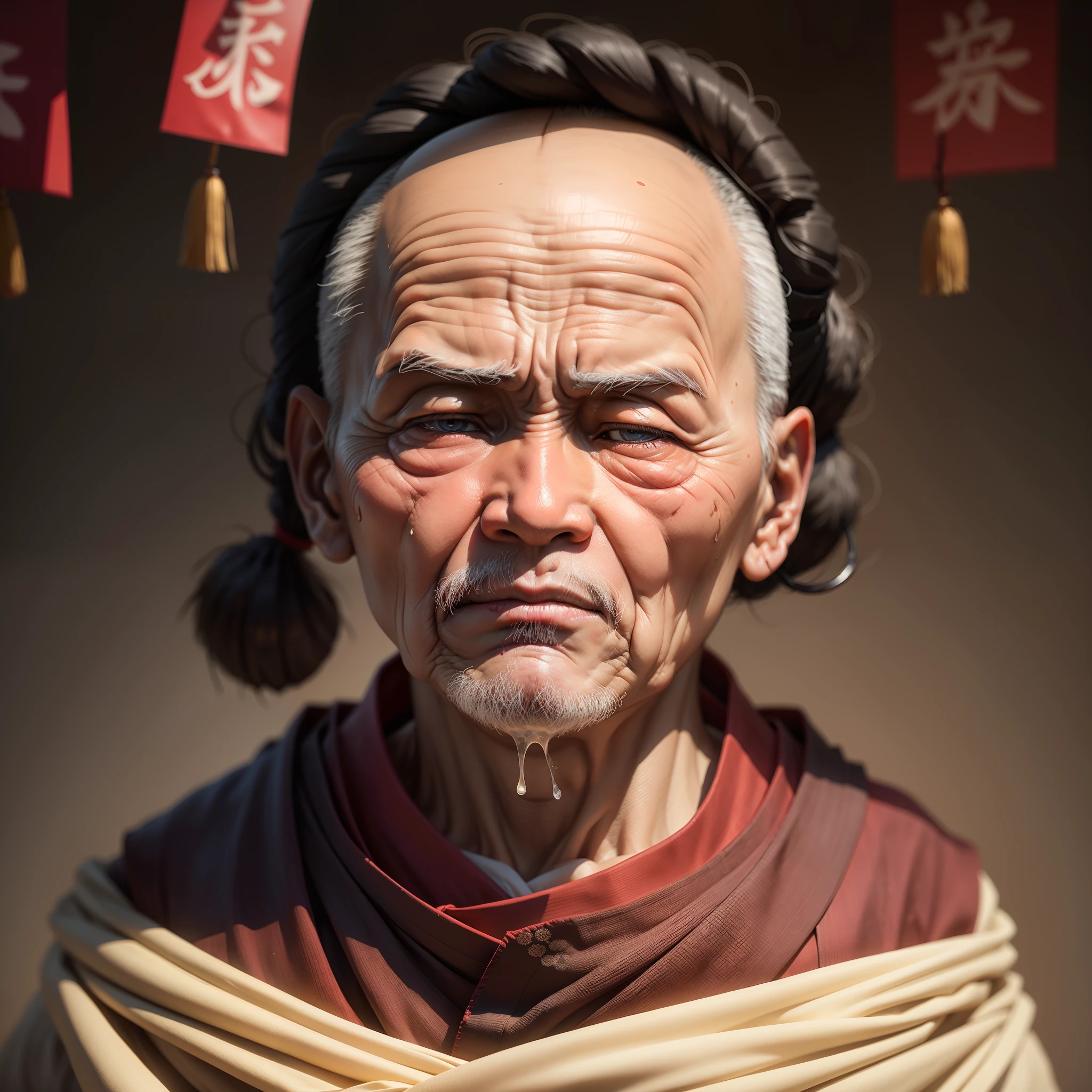 Chinese old monk face faint only face photo