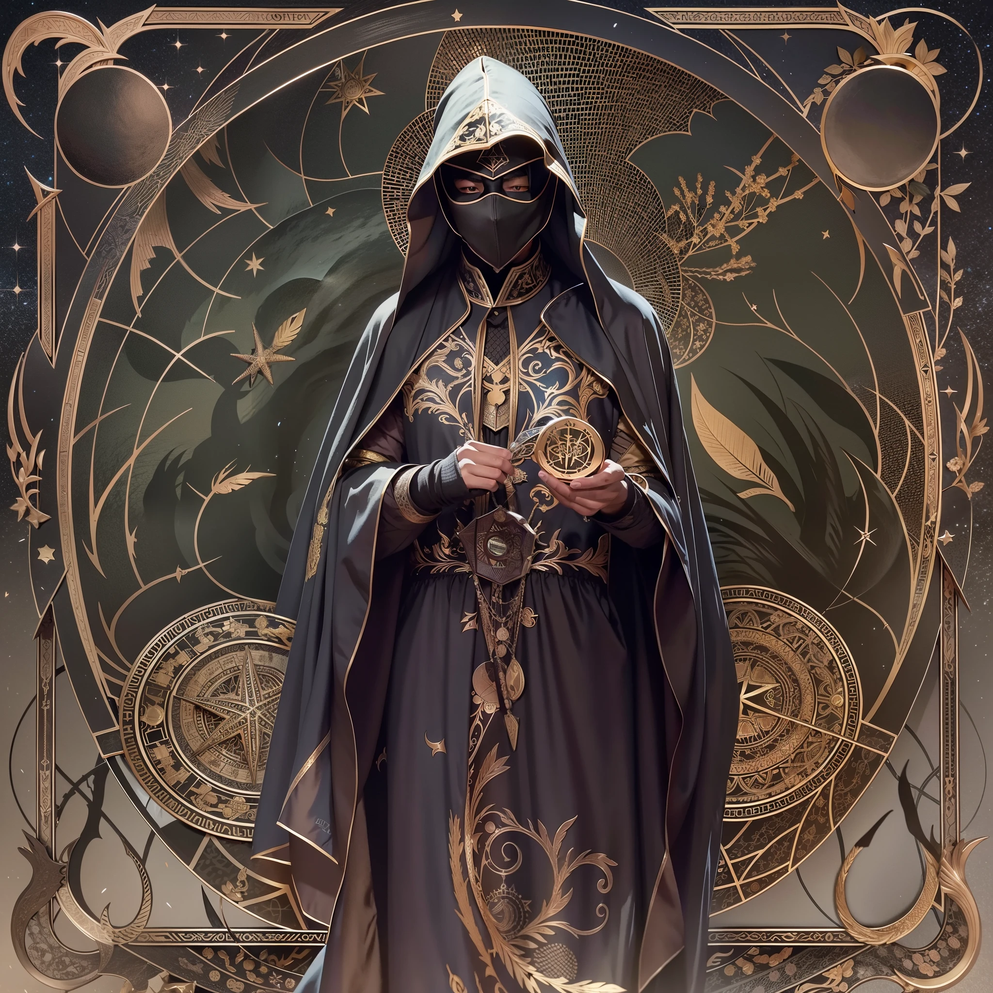 shoun,quadratic element,mistic,Black cloak,blackmask,tarot cards,Diviner,