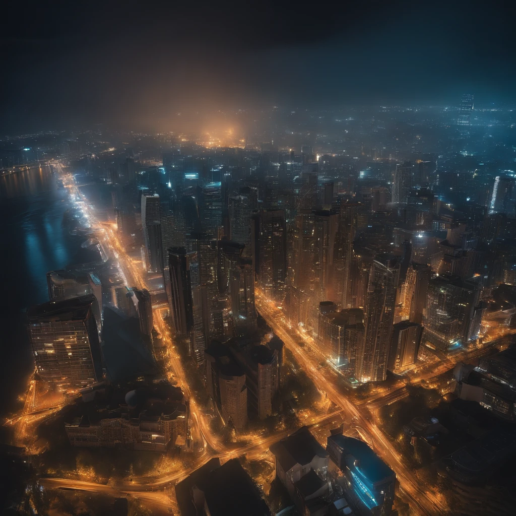 Cities are destroyed,The building collapsed,Blew,in a panoramic view,(plethora of colors,Best quality,high detal,tmasterpiece,cinmatic lighting,4K,Chiaroscuro)