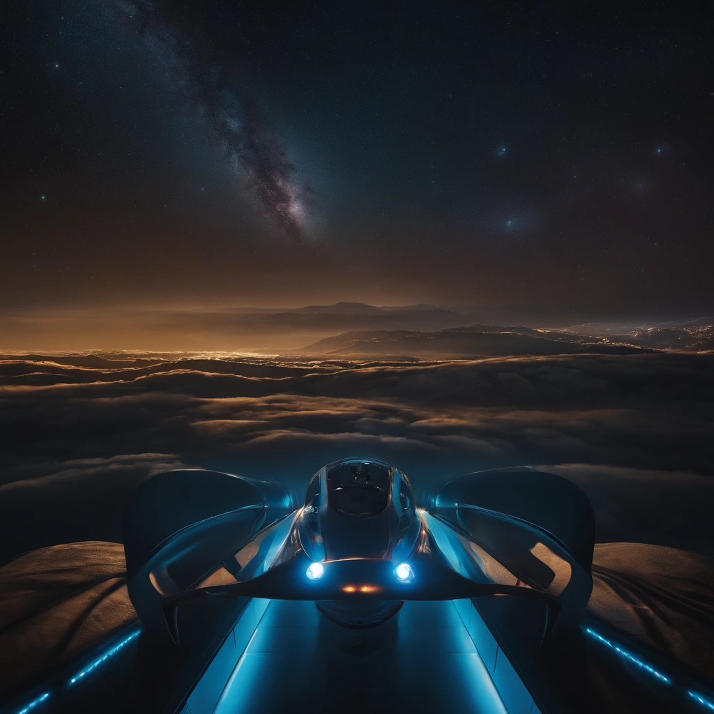 an alien in a spaceship,(extraterrestial:1.2),in a panoramic view,(plethora of colors,Best quality,high detal,tmasterpiece,cinmatic lighting,4K,Chiaroscuro)