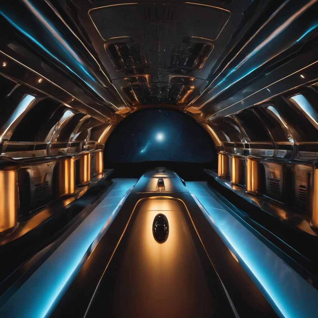 an alien in a spaceship,(extraterrestial:1.2),in a panoramic view,(plethora of colors,Best quality,high detal,tmasterpiece,cinmatic lighting,4K,Chiaroscuro)