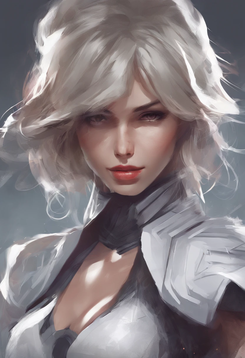 best quality, master part, ultra high-resolution, 1girl, sexy, No escuro, sombra profunda, discreto, luz fria, MILF, dynamic light, Cinematic lighting, Cinematic lighting, blusa para baixo, mulher madura, mid-part hair, NSFW, Mama natural, parte superior do corpo, MILF, NSFW, escarlate, Final Fantasy, louro, Closeup do rosto, detalhe do rosto, Detail of red lips, fundo branco