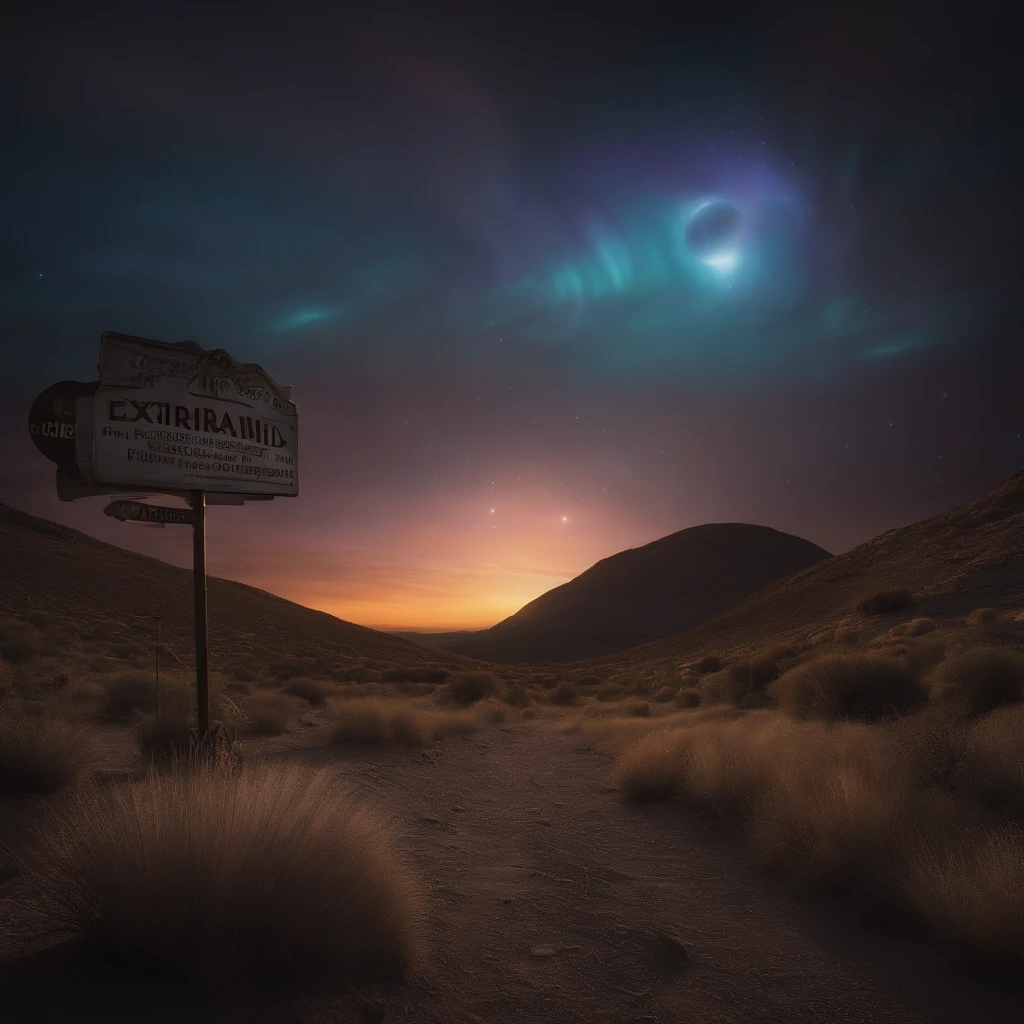 (extraterrestial:1.3)，in a panoramic view，（plethora of colors，Best quality，high detal，tmasterpiece，cinmatic lighting，4K，Chiaroscuro）
