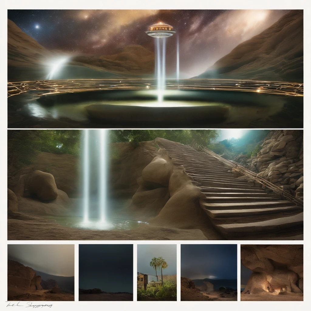 (extraterrestial:1.3),in a panoramic view,(plethora of colors,Best quality,high detal,tmasterpiece,cinmatic lighting,4K,Chiaroscuro)
