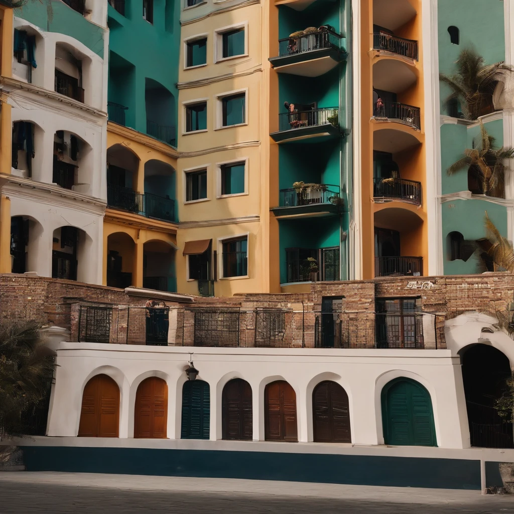 urban buildings,(A group of people are watching the sky:1.3),in a panoramic view,(plethora of colors,Best quality,high detal,tmasterpiece,cinmatic lighting,4K,Chiaroscuro)