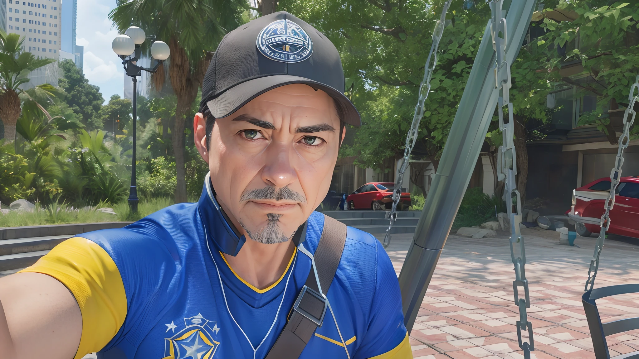Marvel, Old man Tony Stark, realistically, dynamic lights, old, gray stubble, full shoot, (extremely detailed CG unity 8k wallpaper), trending on ArtStation, trending on CGSociety, High Detail, Sharp focus, dramatic, photorealistic