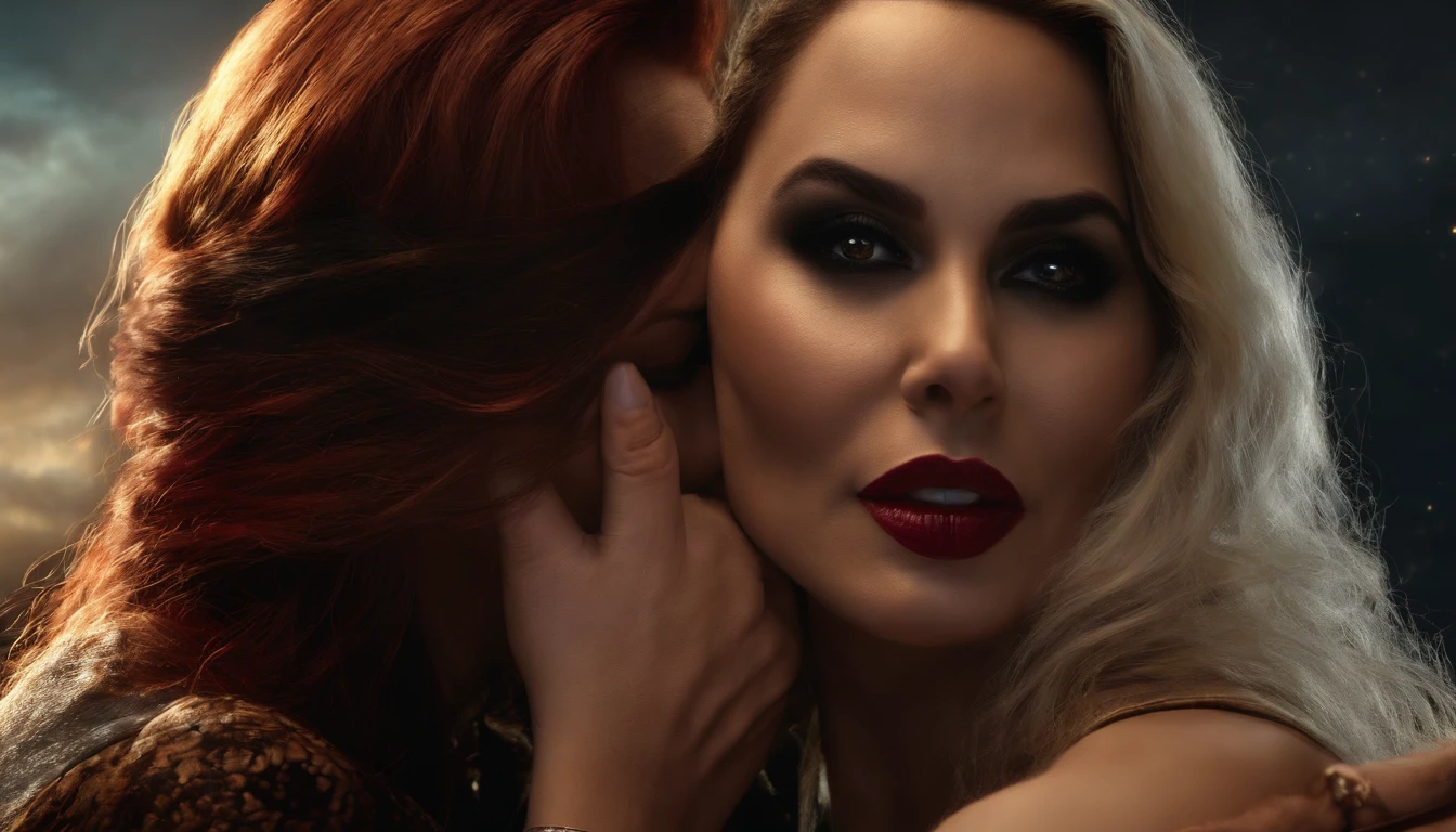 Spider woman kiss MJ lesbian, realistic, 8k, hdr, romantic