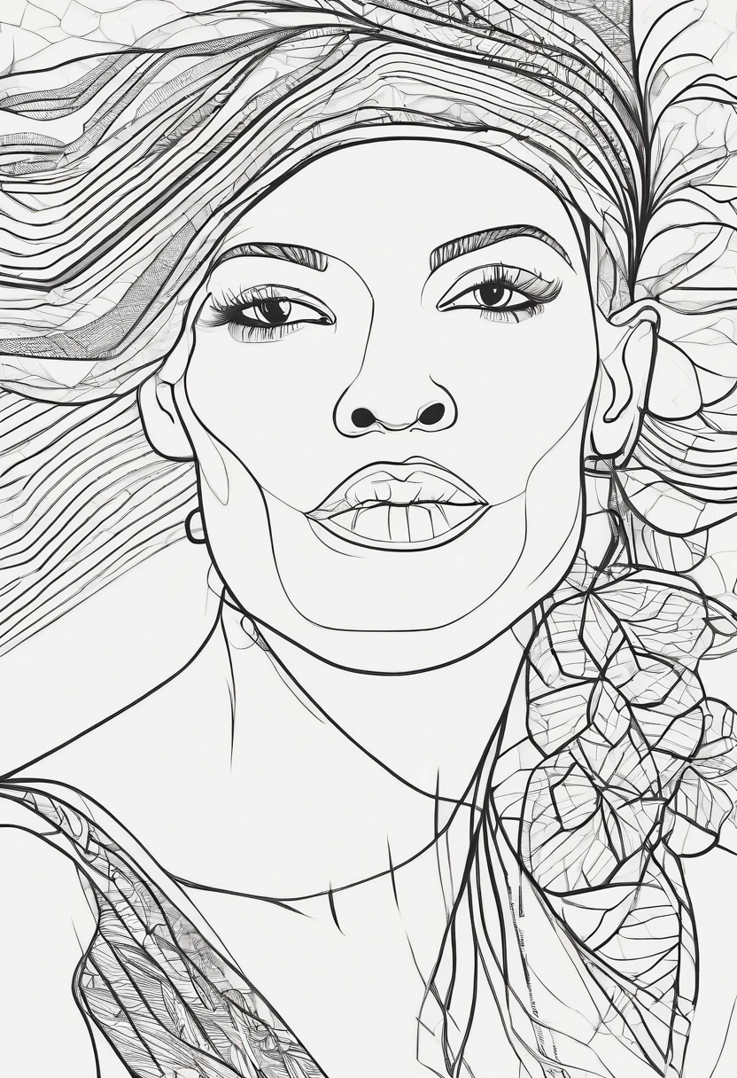 African American woman continous line art