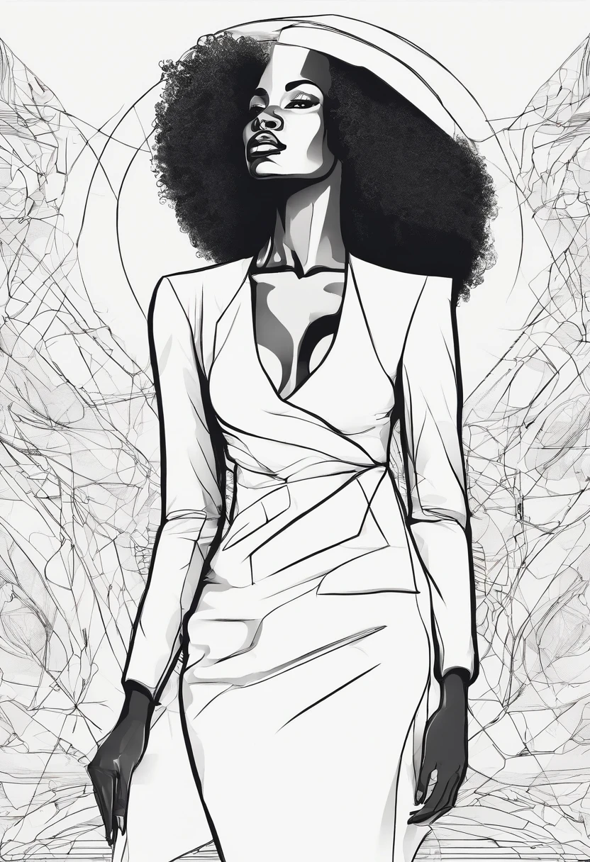 African American woman continous line art