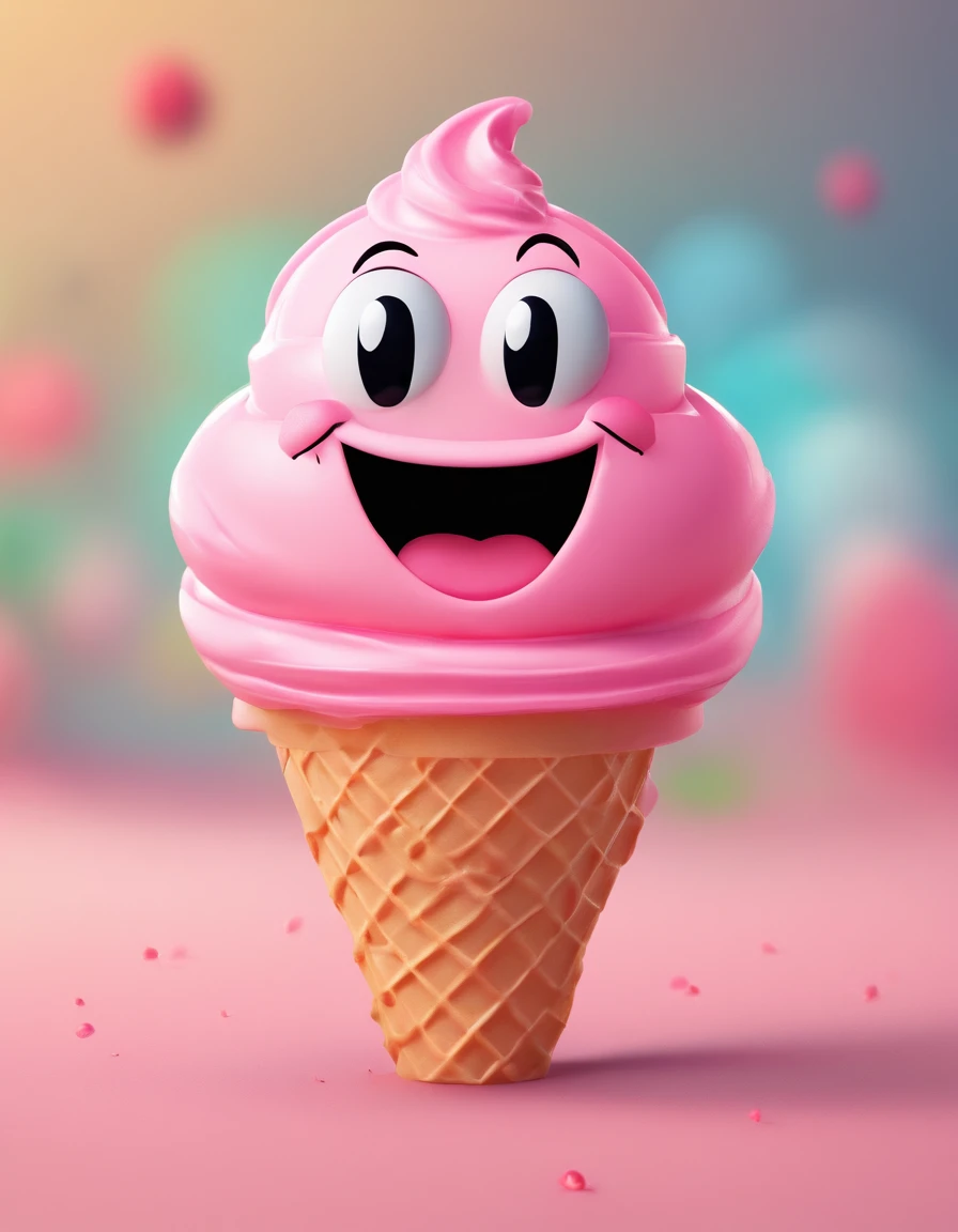 a close up of a pink ice cream with a smiley face, mimic, weenie, trending on dribbble.com mascot, meme, mime, pink iconic character, ice cream, logo for a social network, dribbble, telegram sticker design, minimalist cartoon style, cute and funny, trending on dribbble, logo art, trend on dribbble, official fanart