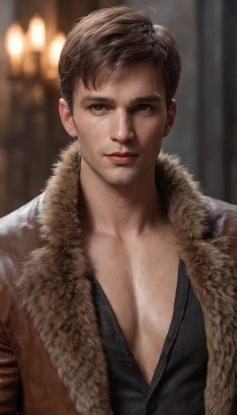 (Professional 3D Rendering:1.3) in the (Realistic:1.3) The most beautiful artwork photos in the world,Features soft and shiny male heroes, ((Epic Hero Fantasy Muscle Man Rough Wet Hero Angry Short Hair Short Beard and Ferocious Expression in Dynamic Pose, fantastic location, majestic cluttered environment)), ((Full body)) Unity Rendering in 8K, action SHOT, skin pore, Very dark lighting, Heavy shading, Detailed, Detailed face, (Vibrant, photos realistic, Realistic, Dramatic, Dark, Sharp Focus, 8K), (Old leather garments damaged by weathering:1.4), ((((Wear fur)))), (Convoluted:1.4), Decadent, (Highly detailed:1.4), Digital Painting, rendering by octane, art stations, concept-art, Smooth, Sharp Focus, Illustration, Art Germ, (Roisch:0.23), Vlop Ilya Kuvshinov, Gregg Rutkowski and Alphonse Mucha Gracias, (Global Illumination, studio lights, volumettic light), Heavy rain, particles floating, lotr, Fantasy, elf, full body Esbian, ((Dark ancient city background:1.3)),CG Sessa,art stations、Harry potter
