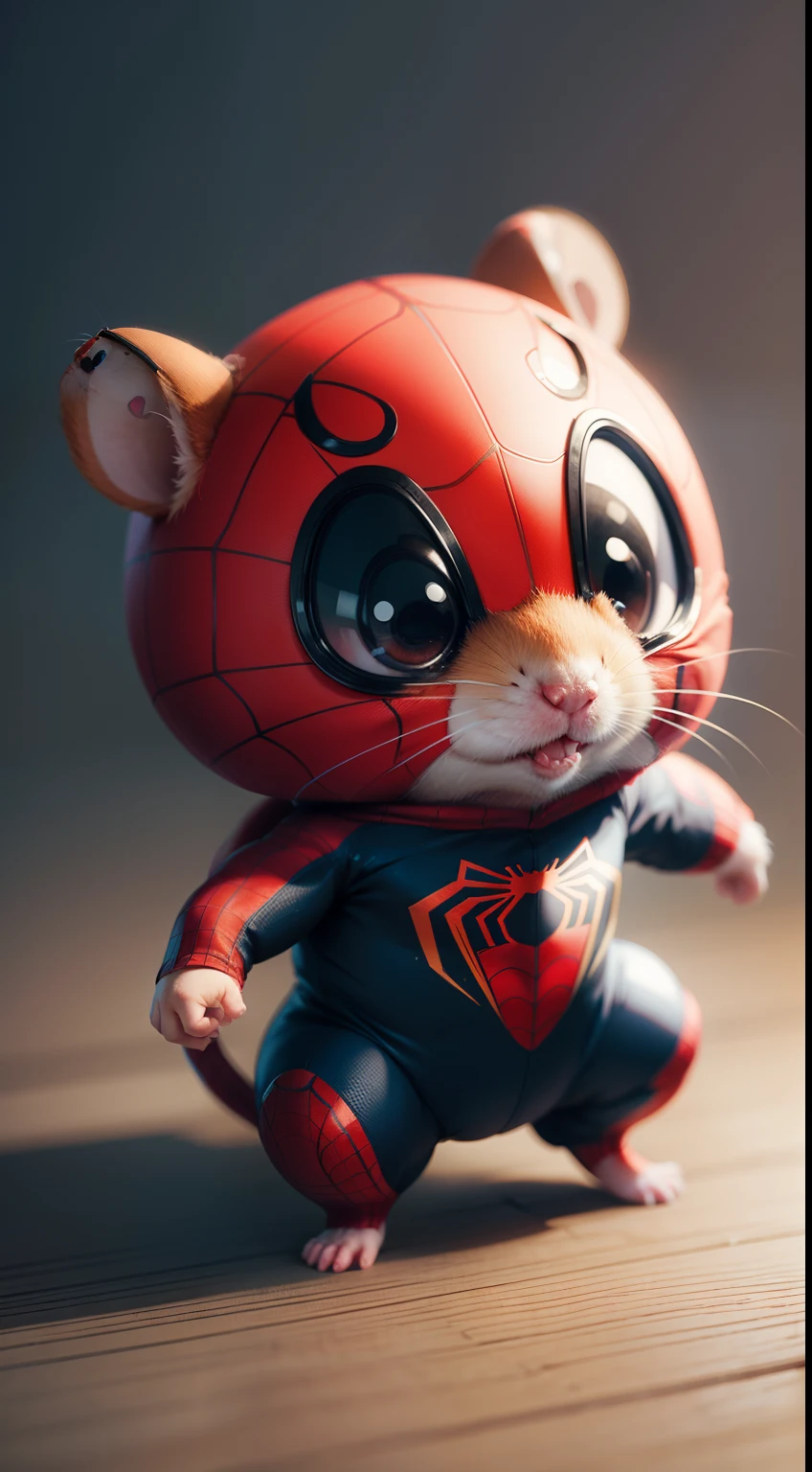 A cute hamster in spiderman suit, small, tiny, chibi style, full body, sharp focus, 8k wallpaper, masterpiece