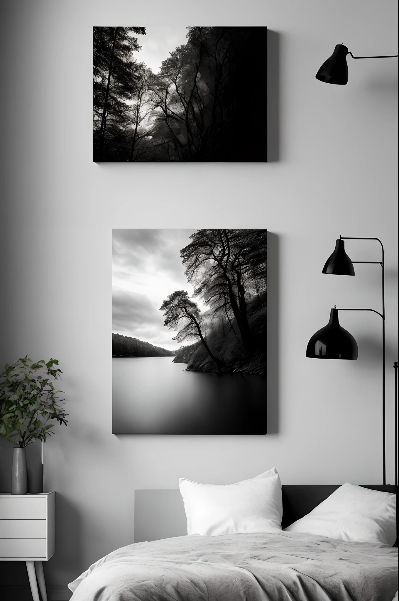 Scandinavian canvas nature black and white