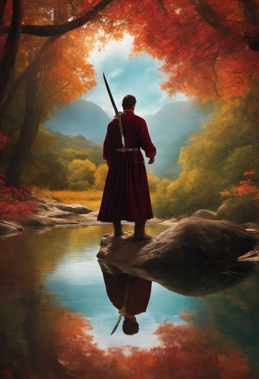 A man splits the planet into two parts with a sword