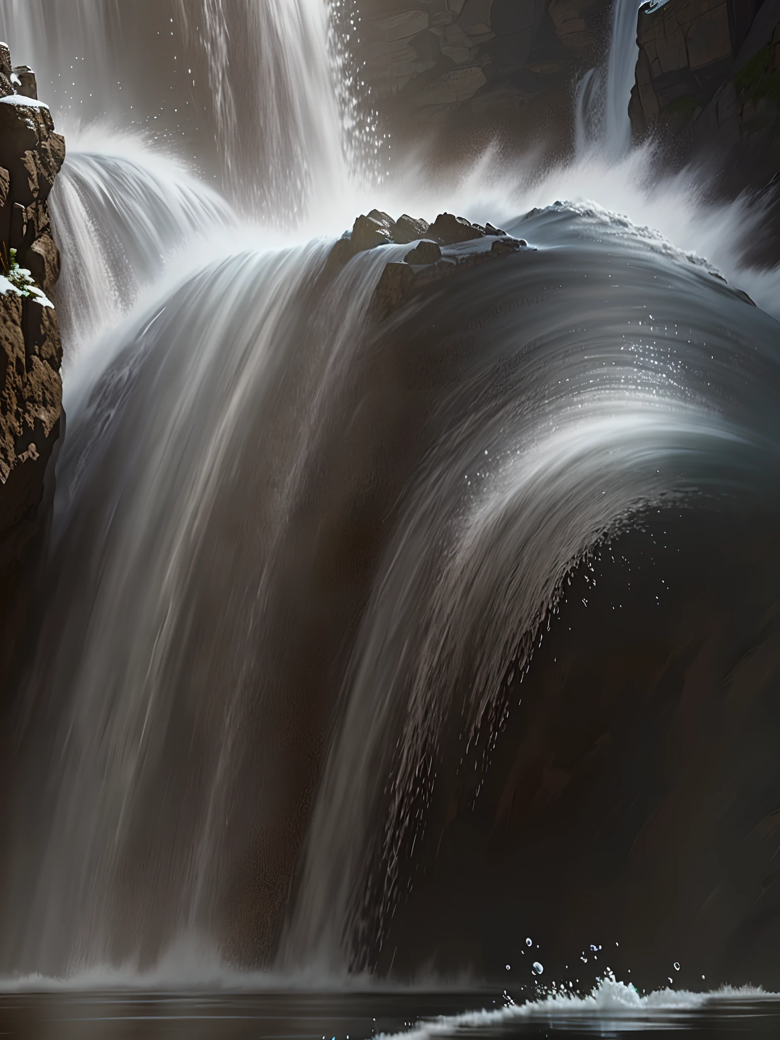 Hills,Water splashes everywhere