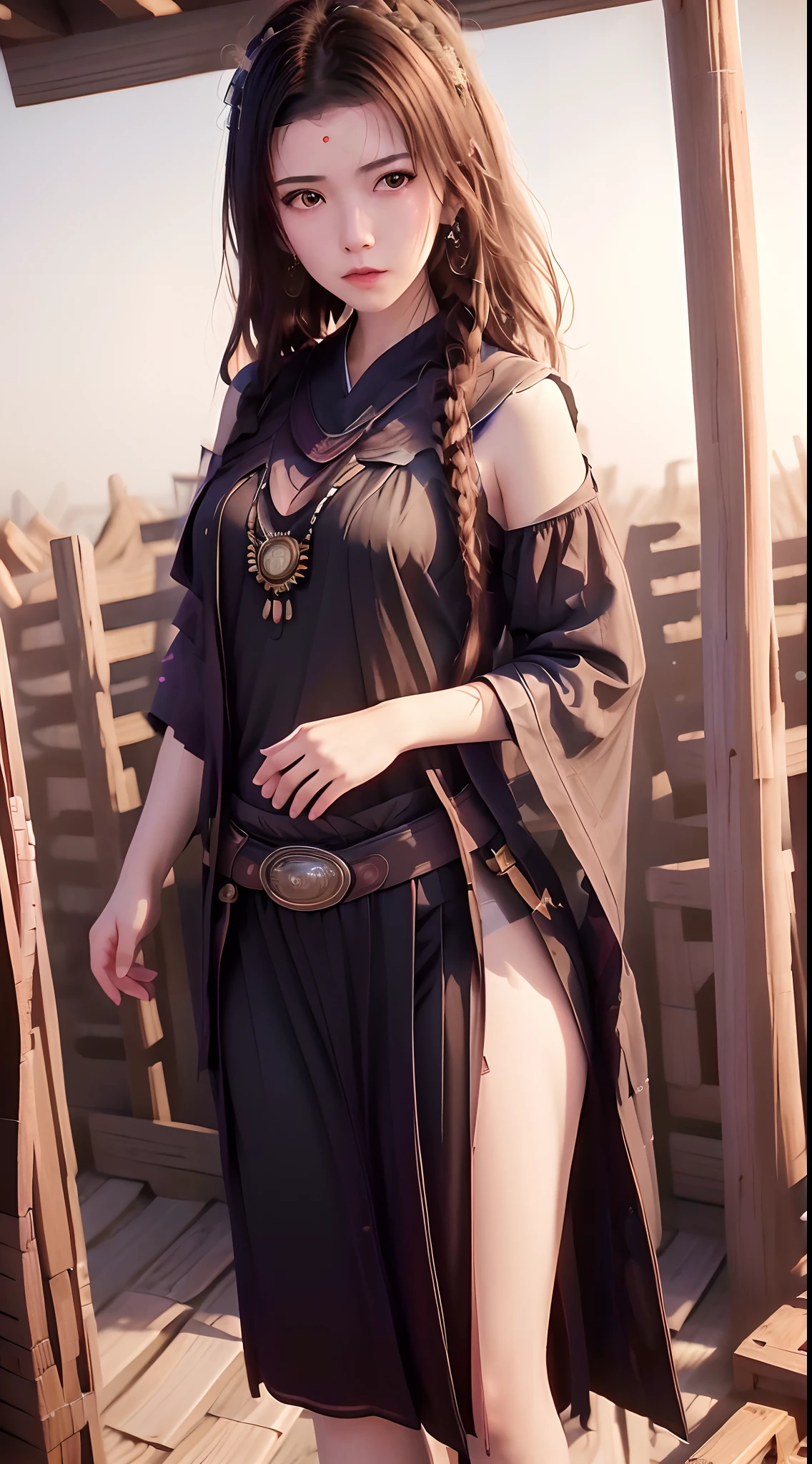 Best quality, Masterpiece, 超高分辨率, (Photorealistic:1.4), RAW photo, 1girll, cropped shoulders,Black color hair,standing on your feet,blur backgroun。
