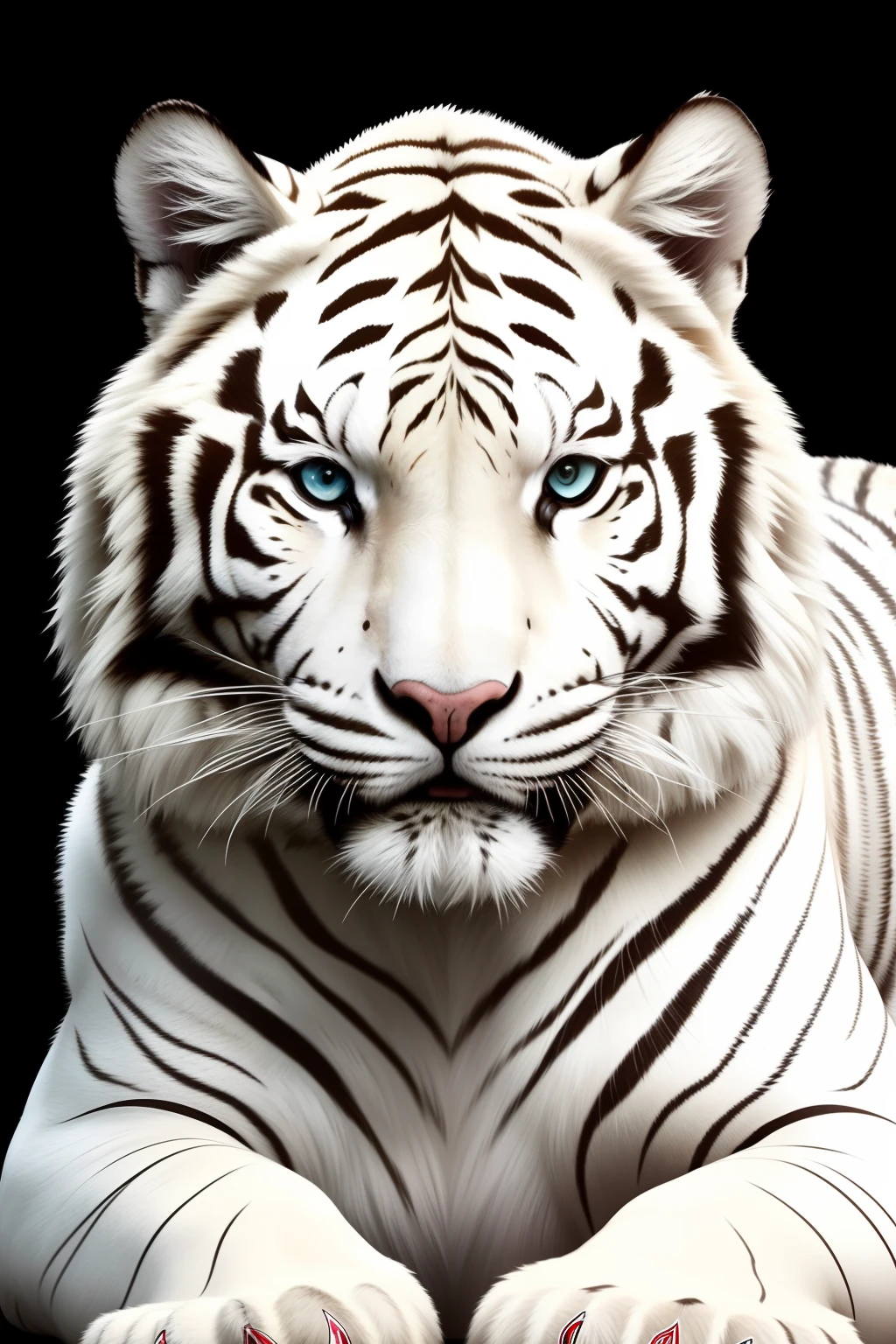 The white tiger form is one of the four sacred beasts in traditional Chinese culture,It is usually depicted as a huge and majestic white tiger。The following is a detailed description of the appearance and posture of the white tiger:
1. Appearance:The white tiger is big and strong,It is usually several times larger than an ordinary tiger。Its coat color is as white as snow,Hair is rich and soft,It gives a gorgeous and smooth feeling。The white tiger's body has smooth lines,Muscle firming,Demonstrate extreme power and speed。
2. Head:The head of the white tiger is slightly larger and rounded,The forehead is flat,The eyes are longitudinally oval,The pupils are deep and sharp。Its facial expressions usually reveal majesty and arrogance,The gaze reveals great strength and confidence。
3. Teeth and mouth:The white tiger's teeth are sharp and powerful,Canine teeth are particularly prominent,It gives a sense of aggression and terror。It has a wider nose,The gum bite is firm,Exhibits strong bite force。
4. Body:The white tiger's body is slender and muscular,The thoracoabdominal part is wider。Its limbs are strong and powerful,The claws are as sharp as knives,Good for hunting and rock climbing。The white tiger has an elegant figure,The body usually has black or dark blue markings,It adds a touch of mystery to it。
5. coda:The white tiger's tail is long and stout,It is conical。The hairs on the tail are relatively short,Usually black or dark blue markings。
