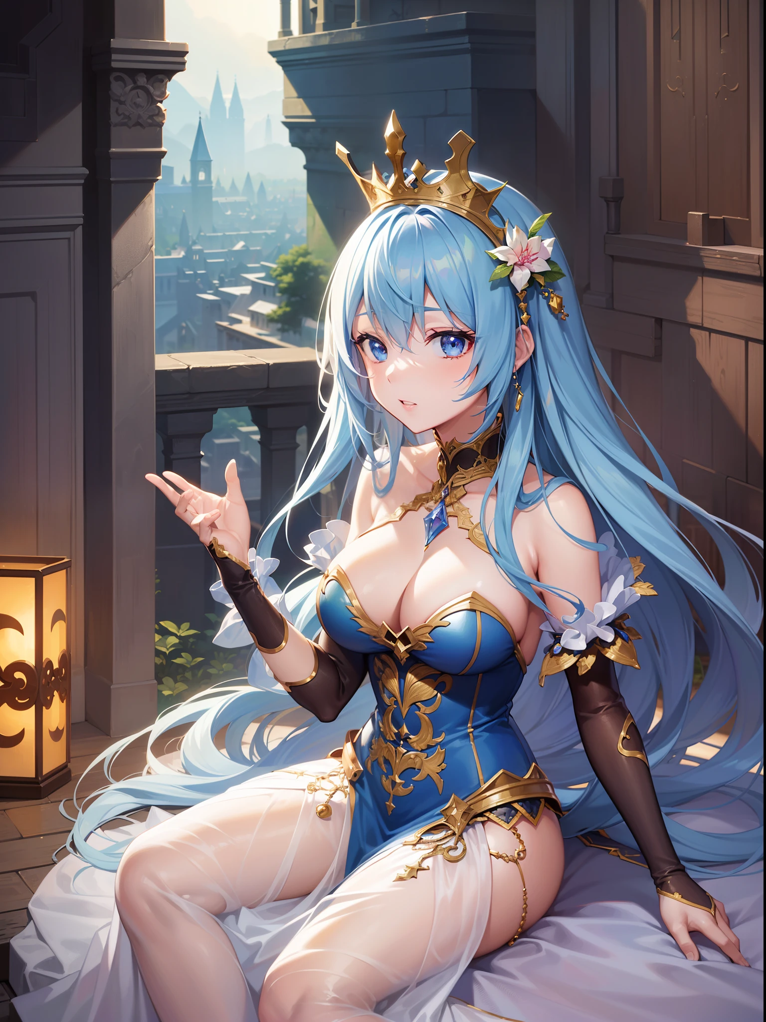 ((Finest quality)),(超A high resolution),(ultra-detailliert),((Best Anime)),sharpnes,Vivid:1.1,Fantasy art with astounding depictions, (1adult woman,A queen:1.2),(Dense and detailed dresses)