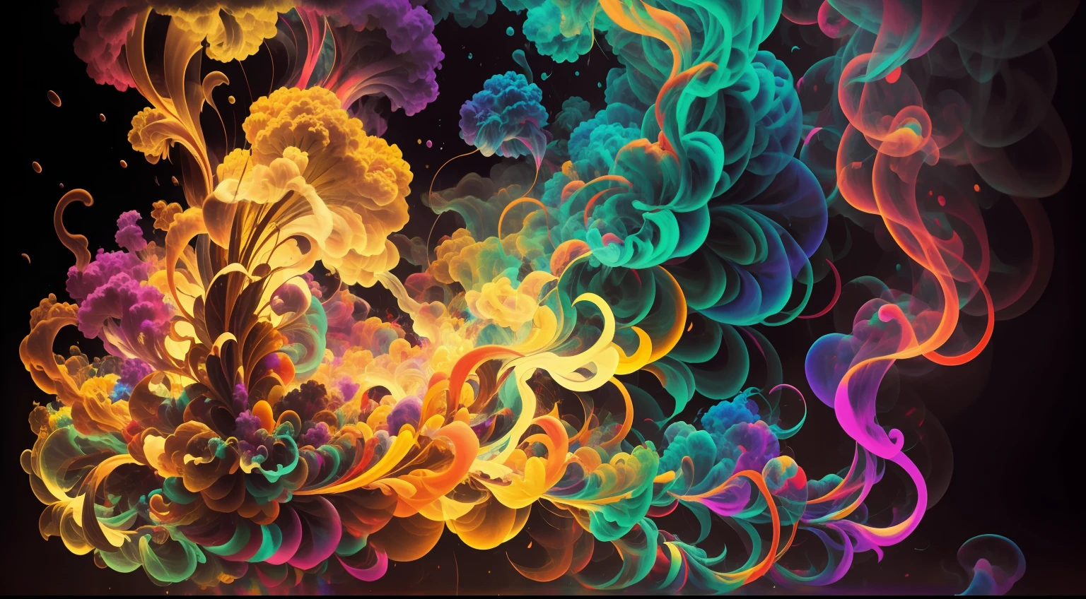 Obra de Arte abstracto. Un primer plano de un humo colorido se vierte sobre un fondo, humo de color fluido, humo colorido, Humo multicolor, humo coloreado, humo de colores brillantes, acid-colored smoke, Humo de color, humo de arco iris, Background of psychedelic smoke, Humo colorido en el fondo, humo espeso y colorido, Humo giratorio colores radiantes, nubes de humo de colores, humo arremolinado, Arte del humo fluido