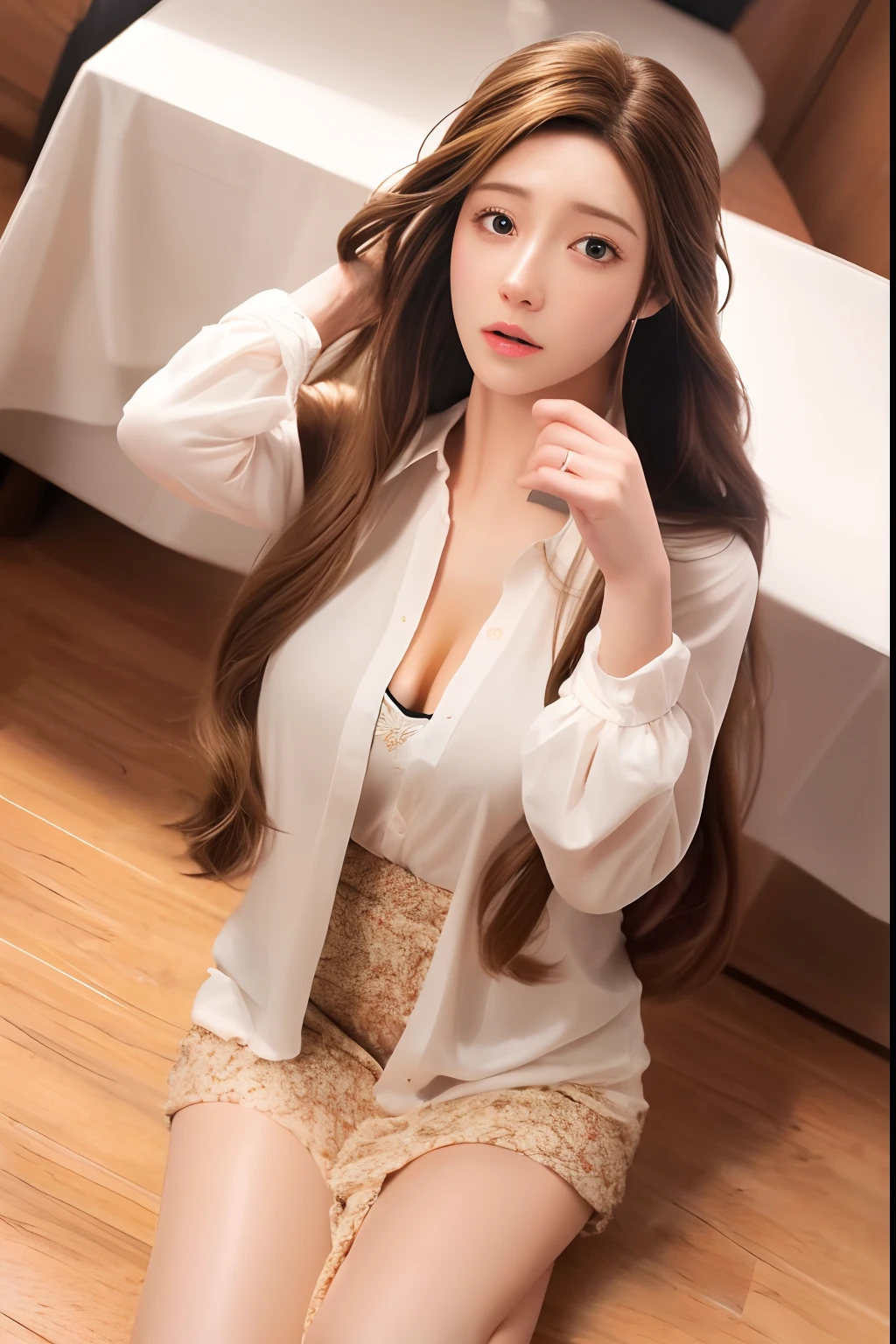 Best quality, (Photorealistic:1.2), Hyper-Resolution, Ultra-realistic 8K CG，1girll，long whitr hair，Flawless face