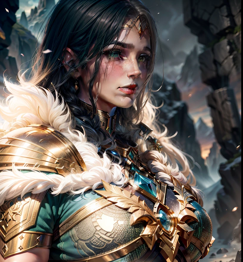 Asgard，valkyrie，Senhora Cavaleiro，Anatomia correta，epic fantasy digital art，tmasterpiece，8k，high-definition resolution，desenho detalhado，Qulidade Superior，, Epic composition