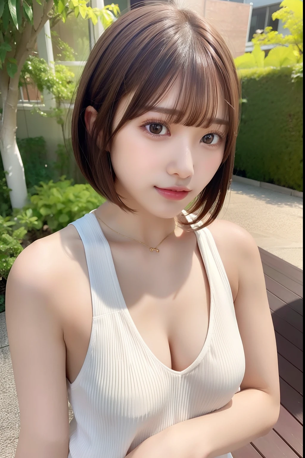 zydG, 1girl, detailed skin, looking at viewer, brown eyes, (short hair with bangs:1.2), (medium breasts:1.0), (medium areolae:0.8), 
(photorealistic:1.4), (best quality:1.0), (ultra highres:1.0), 8k, RAW photo, (masterpiece:0.2), (pureerosface_v1:0.5)