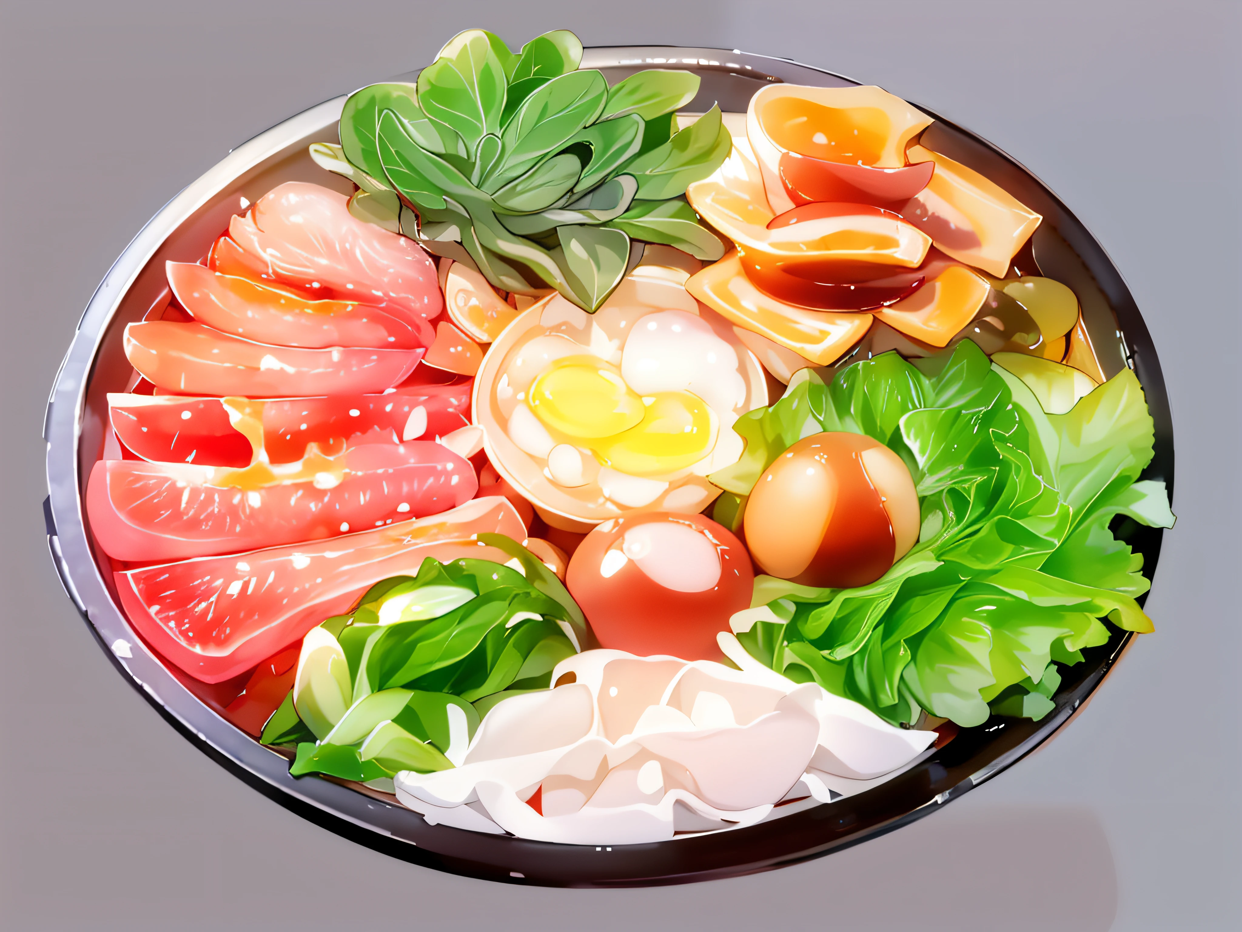 Photorealsitic、Beautie、Korean Idols、14years、女の子1人、Woman eating salad、salad、tomatoes、boiled egg、cucumber、top-quality、超A high resolution、