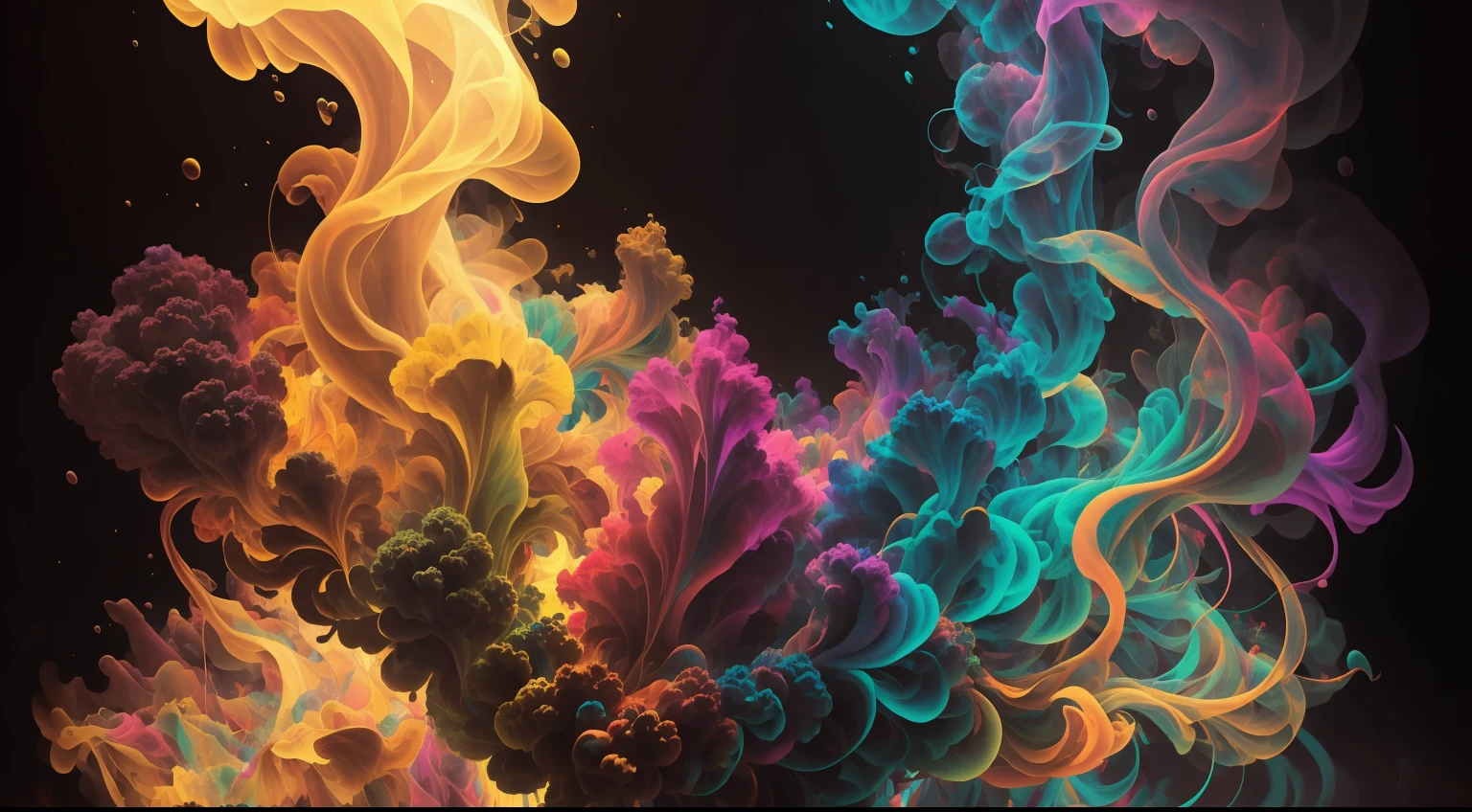 Obra de Arte abstracto. Un primer plano de un humo colorido se vierte sobre un fondo, humo de color fluido, humo colorido, Humo multicolor, humo coloreado, humo de colores brillantes, acid-colored smoke, Humo de color, humo de arco iris, Background of psychedelic smoke, Humo colorido en el fondo, humo espeso y colorido, Humo giratorio colores radiantes, nubes de humo de colores, humo arremolinado, Arte del humo fluido