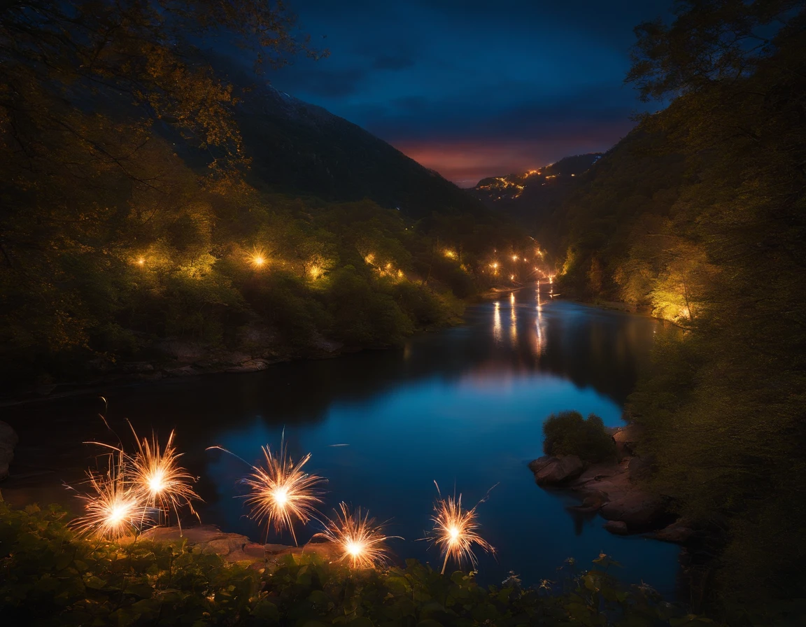 sparklers、mont、a river、