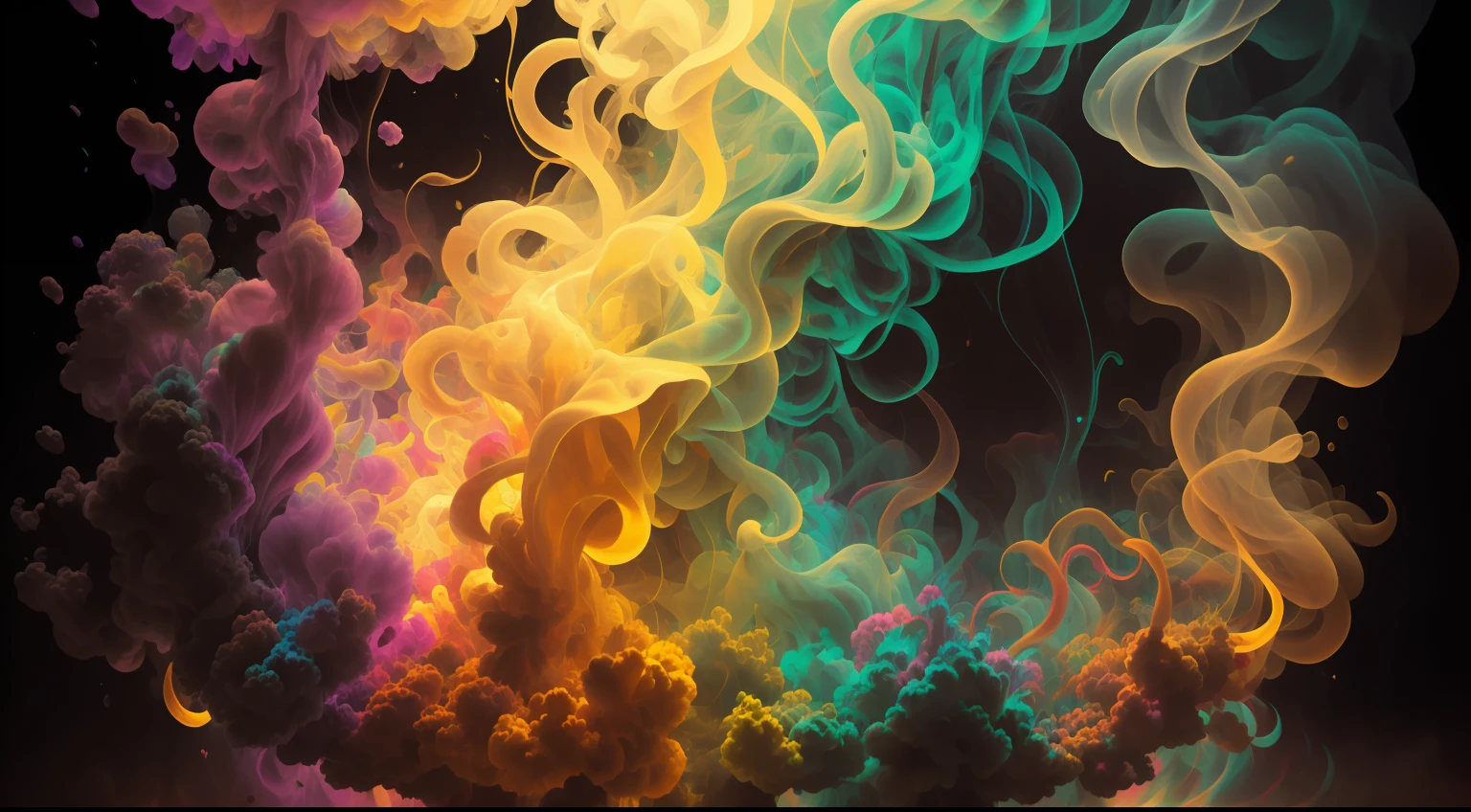 Obra de Arte abstracto. Un primer plano de un humo colorido se vierte sobre un fondo, humo de color fluido, humo colorido, Humo multicolor, humo coloreado, humo de colores brillantes, acid-colored smoke, Humo de color, humo de arco iris, Background of psychedelic smoke, Humo colorido en el fondo, humo espeso y colorido, Humo giratorio colores radiantes, nubes de humo de colores, humo arremolinado, Arte del humo fluido