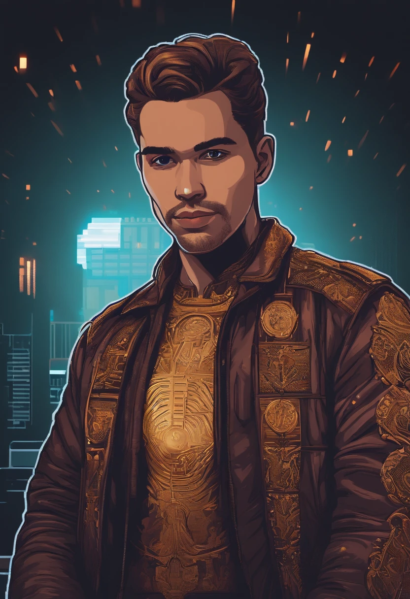 Instagram icon for disseminating AI information with a taste like cryptopunks in the image of a man、Pixel art for coarser image quality