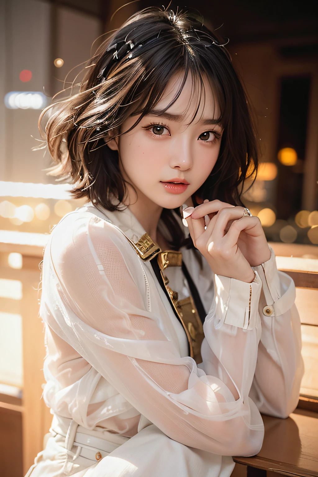 tits out。fullnude。top-quality、​masterpiece、extremely delicate and beautiful、ighly detailed、8K Wallpapers、astonishing、finely detail、huge filesize、ighly detailed、hight resolution、extremely detailed eye and face、 Stunning detailed eyes、Facial light、(The best illustrations:1.1)、超A high resolution、(Photorealsitic:1.1)、(Photorealistic 1.2:1.1)nudde、fullnude、NSFW、Generate images of seductive young woman in photorealistic style, Capture in 8K resolution, Similar to the exquisite beauty of Korean actress Park Kyu-young. She is now、In full nudity、It's NSFW looking.。. Her features are impressive, and Large, Expressive eyes, small mouth, and a straight nose that gives her a doll-like look. She has a short bob haircut with shiny black hair. The image should highlight the details of her delicate face. The background is rough々Right, White-dominated architectural environment. Photo taken with DSLR camera, Eta、Lighting plays with extreme contrasts of light and shadow. She leans her arm against the railing, gazing into distance, Away from Camera, Create an air of mystery.