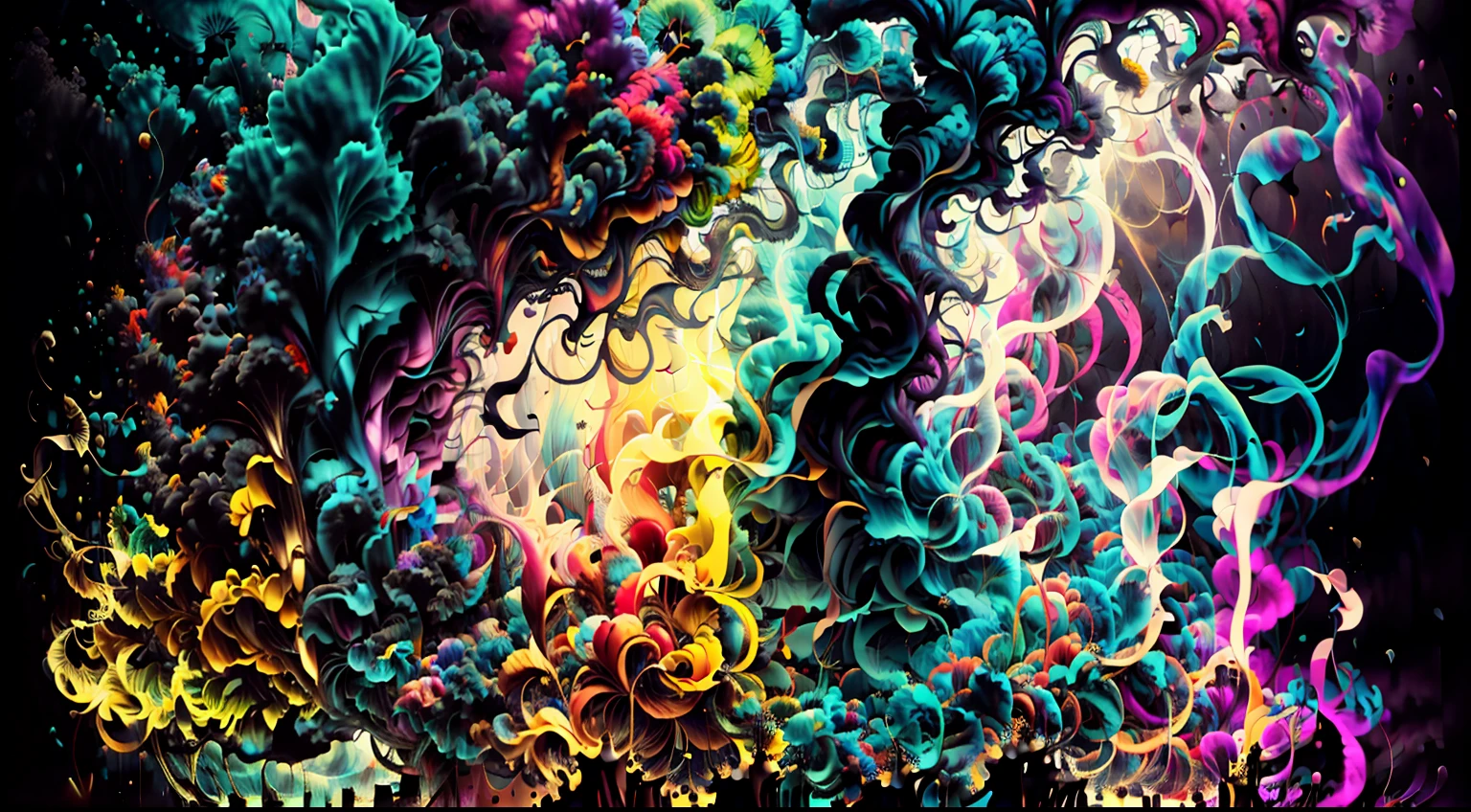 Obra de Arte abstracto. Un primer plano de un humo colorido se vierte sobre un fondo, humo de color fluido, humo colorido, Humo multicolor, humo coloreado, humo de colores brillantes, acid-colored smoke, Humo de color, humo de arco iris, Background of psychedelic smoke, Humo colorido en el fondo, humo espeso y colorido, Humo giratorio colores radiantes, nubes de humo de colores, humo arremolinado, Arte del humo fluido