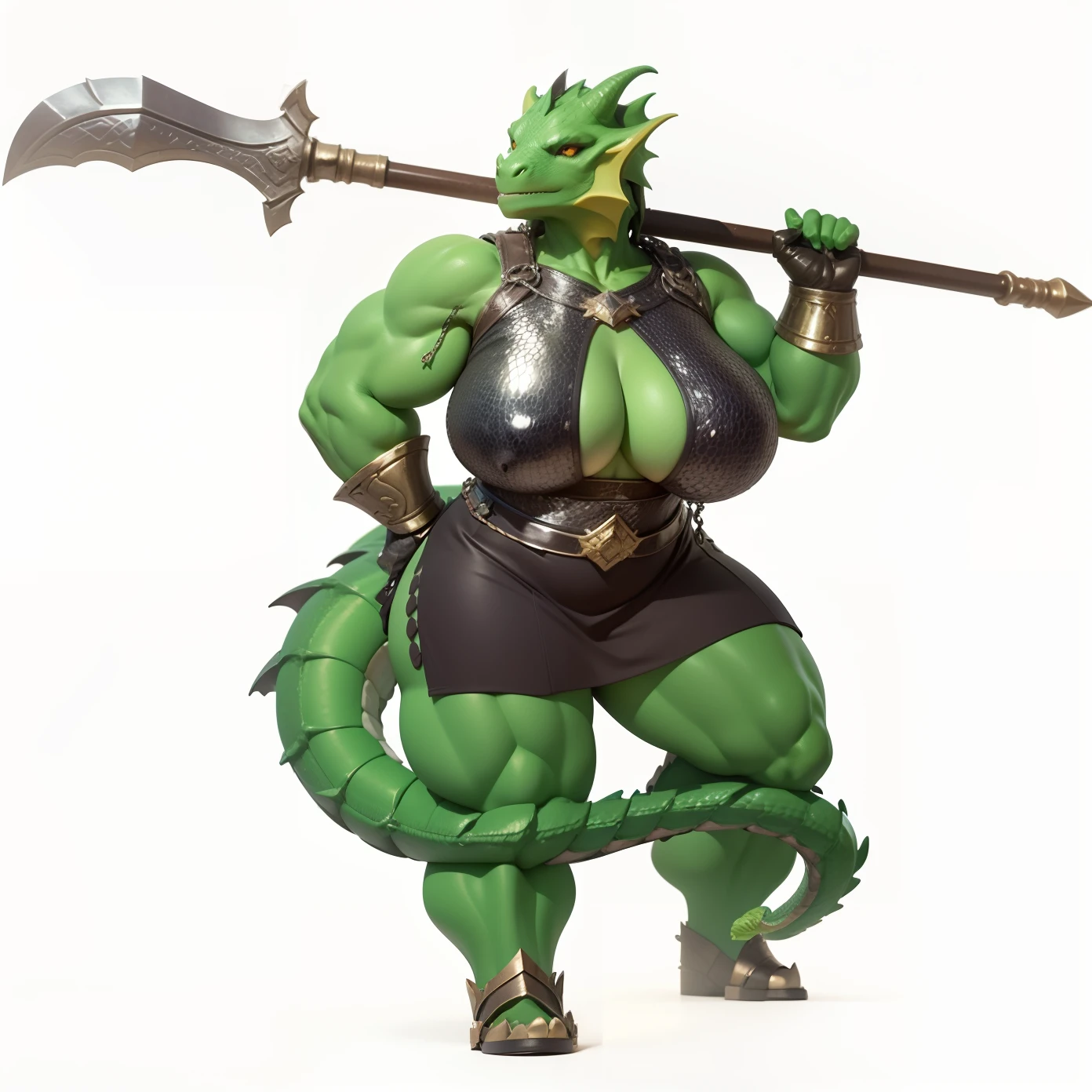 Dragonborn, Sexy, Chain mail, Inflated, extremely large breasts, Dragon's Tail, detailing, 真实感, 4k, ..3d