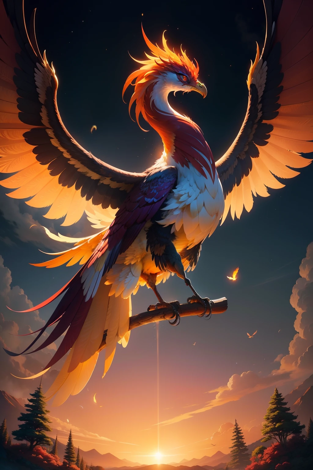 The phoenix pose shows unparalleled elegance and opulence in appearance,Breathtakingly beautiful。It is tall and elegant,The wings spread gorgeously。The plumage is bright red、de cor laranja、Yellow、Composed of purple and other colors,Exudes a mesmerizing glow。Every feather is like a work of art,Delicate and smooth,Colors that shine in the sun。
The phoenix pose has a jewel-like red crown embedded in its head,Shine brightly。Its eyes are crystal clear,Like two bright gemstones,Exudes wisdom and mystery。The pointed mouth is curved,Exudes nobility。
The surrounding phoenix posing is also a spectacular picture。Surrounded by a fantastic wonderland,It is full of peace and harmony。The rainbow bends in the sky,Waterfalls cascade down,Exudes a fresh floral scent。Surrounded by dense forests,Towering trees stand there like giants。
The phoenix poses to spread its wings and fly,Fly in such a beautiful environment,Light and free。Its flight stance is elegant and sturdy,Every flutter of wings brings beautiful music,It was as if the whole world was dancing for it。
The whole scene not only shows the details of the appearance of the phoenix pose,It also interprets the magnificent environment in which it is located,It's intoxicating。