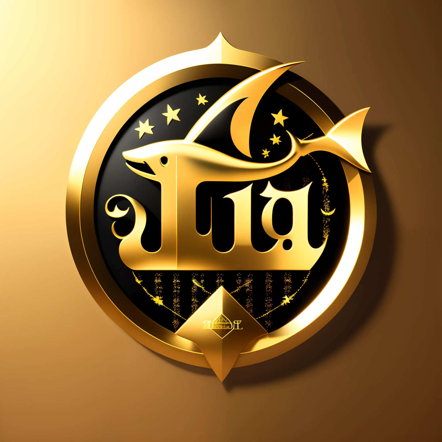 hight resolution、hightquality、ultra-detailliert、8k wallpaper、Logo with a single shark motif、a cool、Gold and black background、Be loved、Familiarity