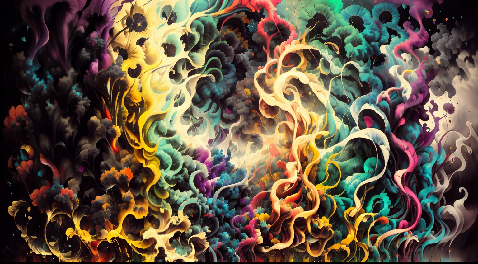 Obra de Arte abstracto. Un primer plano de un humo colorido se vierte sobre un fondo, burbujas tornasoladas llenas de humo colorido, humo de color fluido, humo colorido, Humo multicolor, humo coloreado, humo de colores brillantes, acid-colored smoke, Humo de color, humo de arco iris, Background of psychedelic smoke, Humo colorido en el fondo, humo espeso y colorido, Humo giratorio colores radiantes, nubes de humo de colores, humo arremolinado, Arte del humo fluido